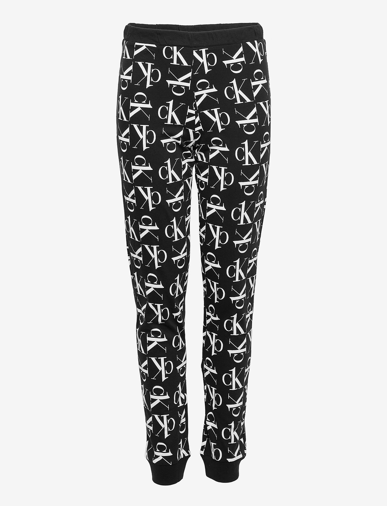 Calvin Klein - KNIT PJ SET (SS+CUFFED PANT) - pvhblack/w/ckrepeatblackaop - 2