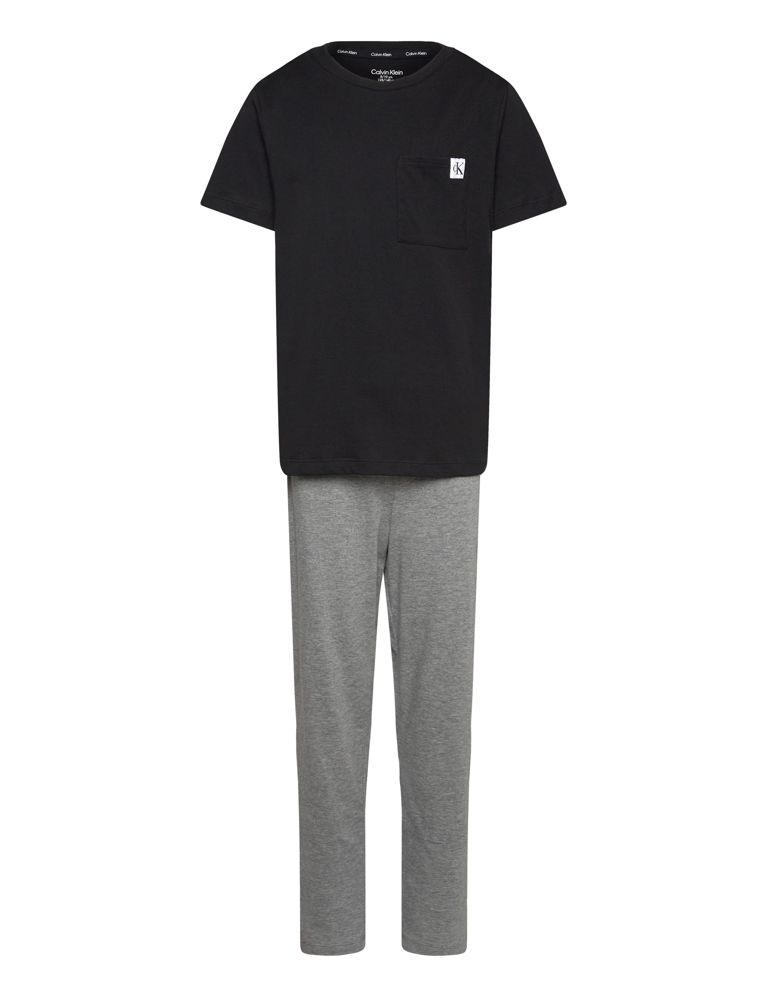 Calvin Klein KNIT PJ SET (SS+PANT) - Osta suuruse järgi - PVHBLACK W GREYHEATHER / black