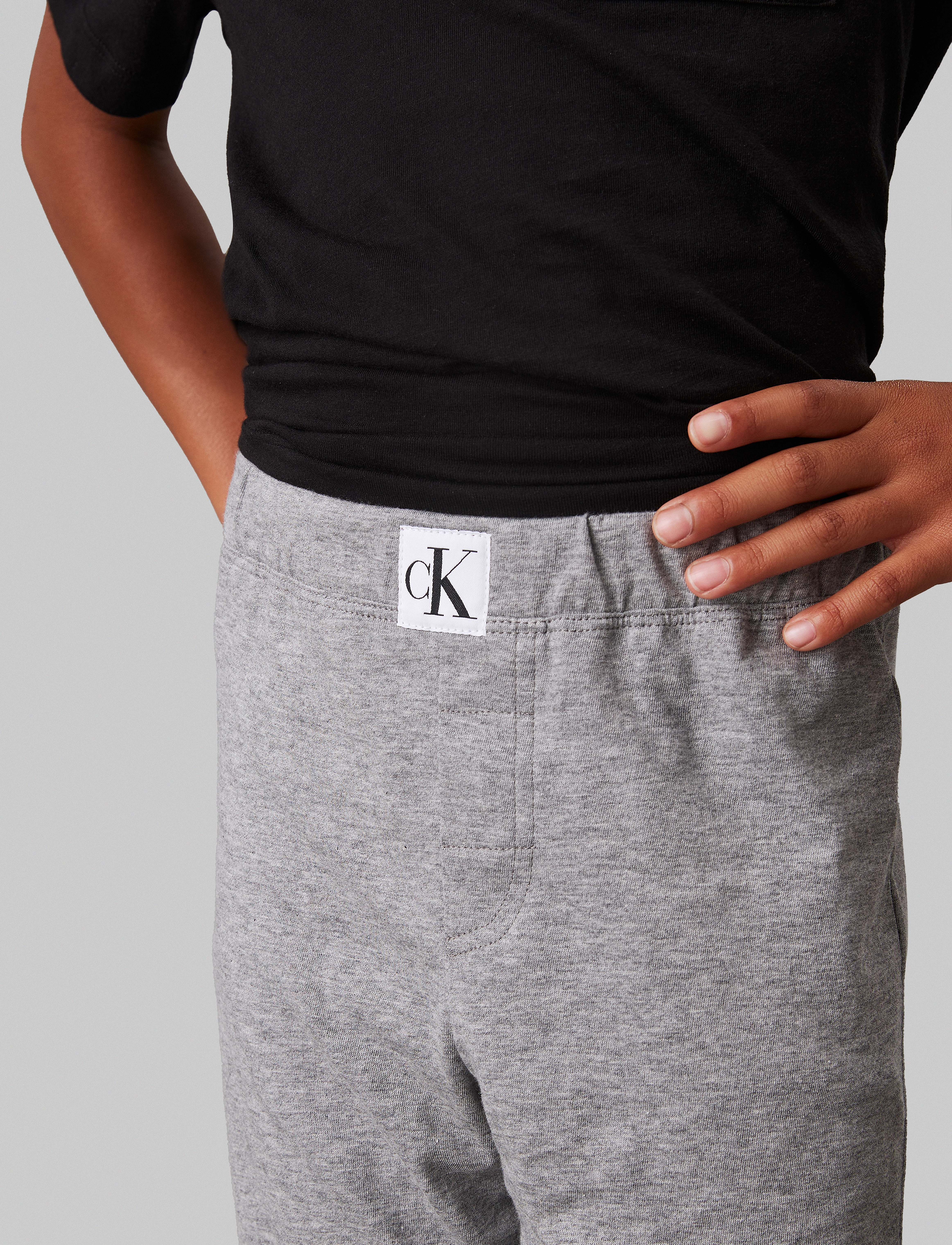 Calvin Klein - KNIT PJ SET (SS+PANT) - komplektid - pvhblack w greyheather - 5