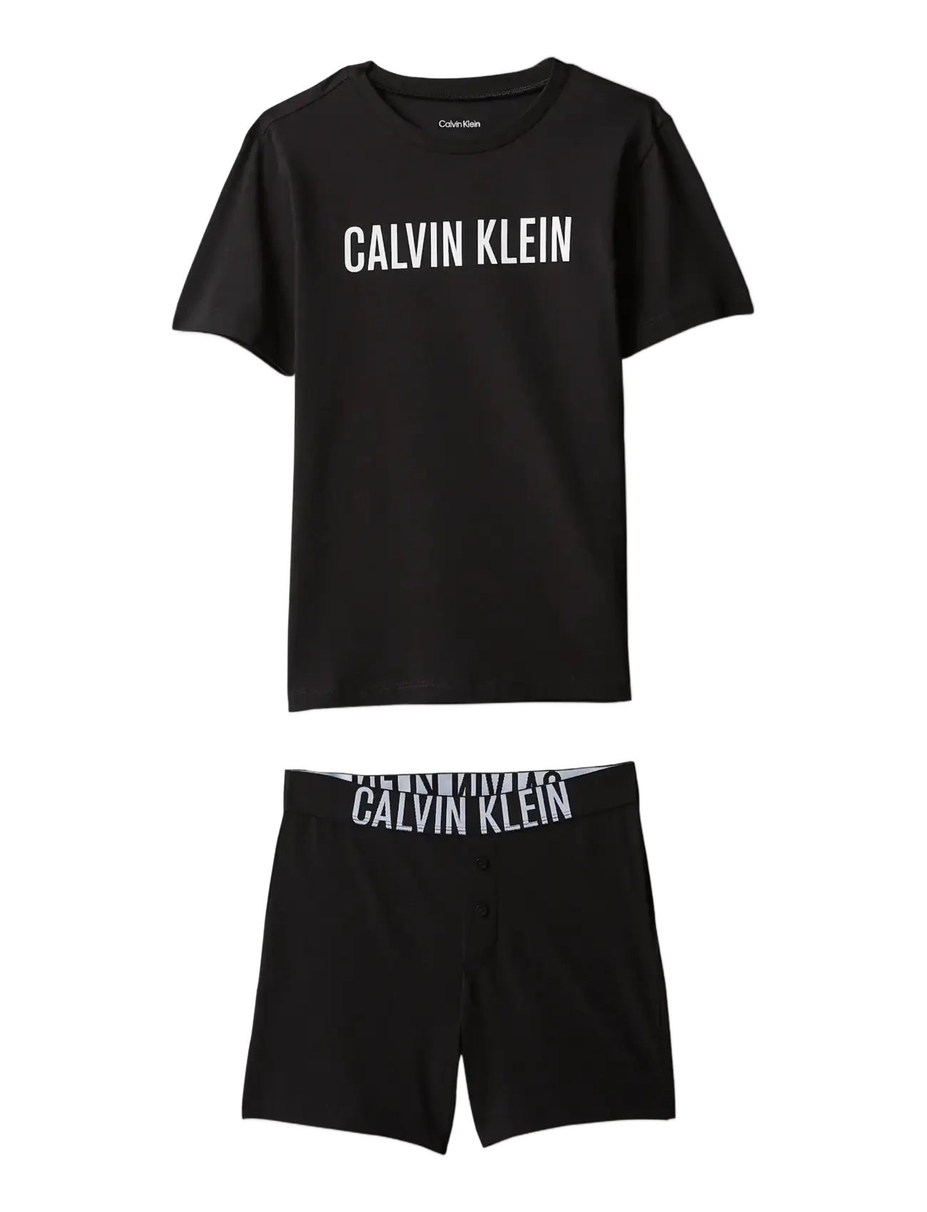 Calvin Klein KNIT PJ SET (SS+SHORT) - Tøj - CKBLACK CKBLACK / black