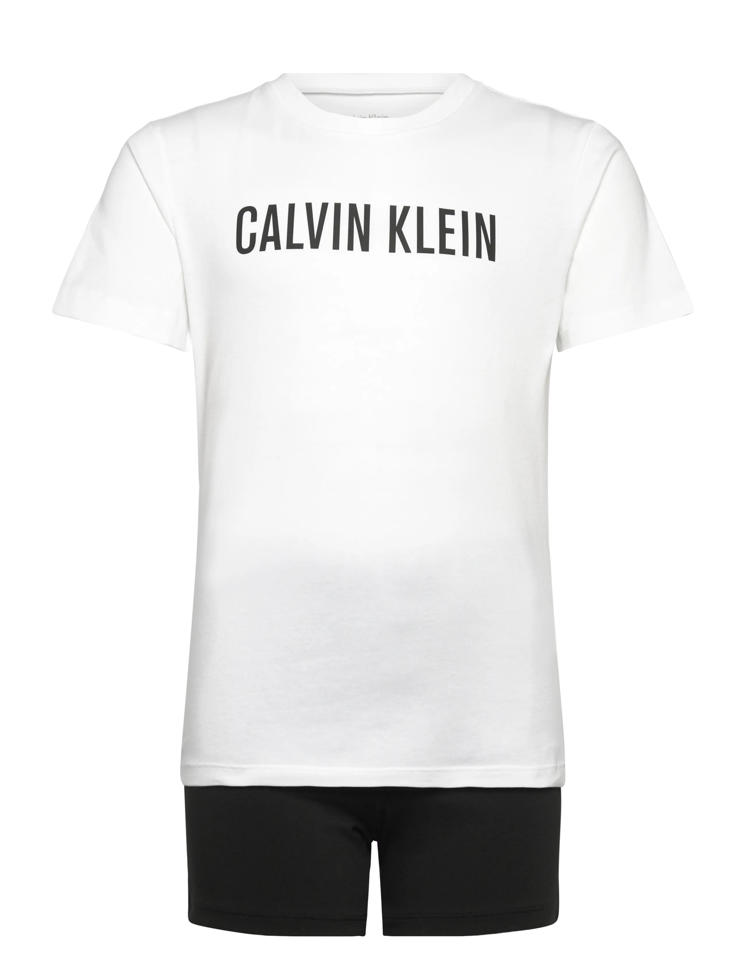 Calvin Klein KNIT PJ SET (SS+SHORT) - Kids 98-134 - CLASSICWHITE CKBLACK / white