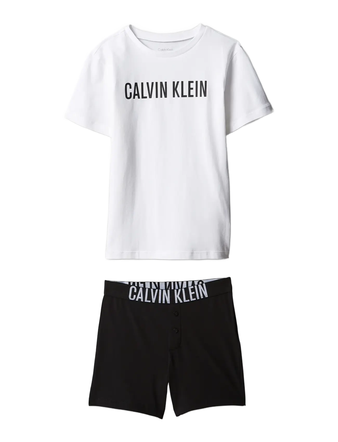 Calvin Klein KNIT PJ SET (SS+SHORT) - Calvin Klein - CLASSICWHITE CKBLACK / white