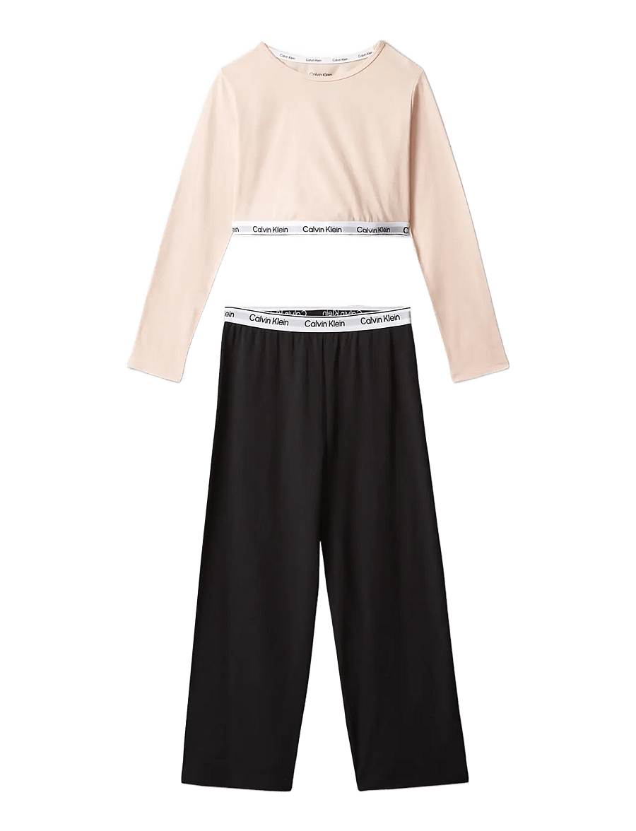 Calvin Klein - KNIT PJ SET (LS+PANT) - pyjamassæt - spanishvilla black - 0