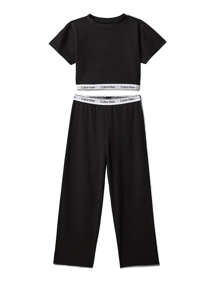 Calvin Klein - KNIT PJ SET (SS+PANT) - pyjama-sets - ck black - 0