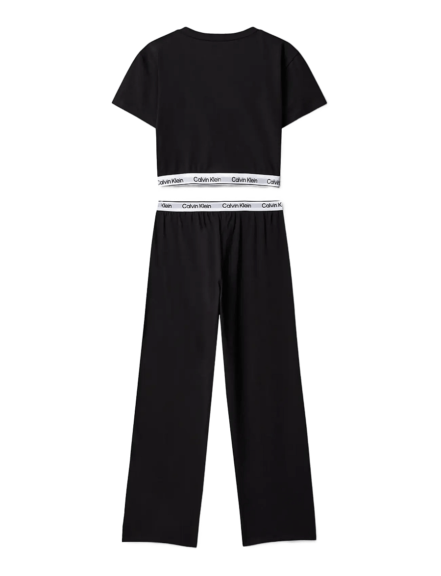 Calvin Klein - KNIT PJ SET (SS+PANT) - pyjama-sets - ck black - 1