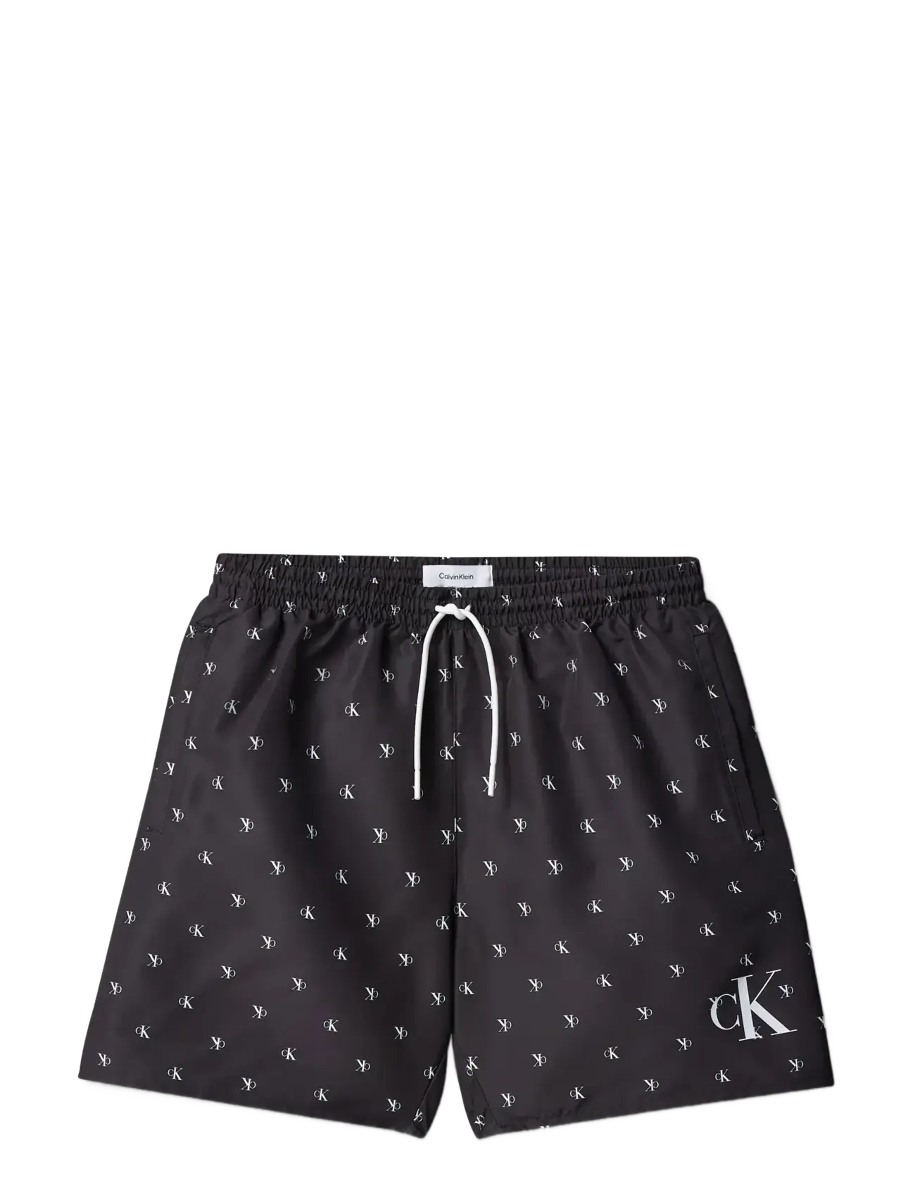 Calvin Klein Medium Drawstring-Print, 128-140, Black, Badetøj > Badeshorts, Børn