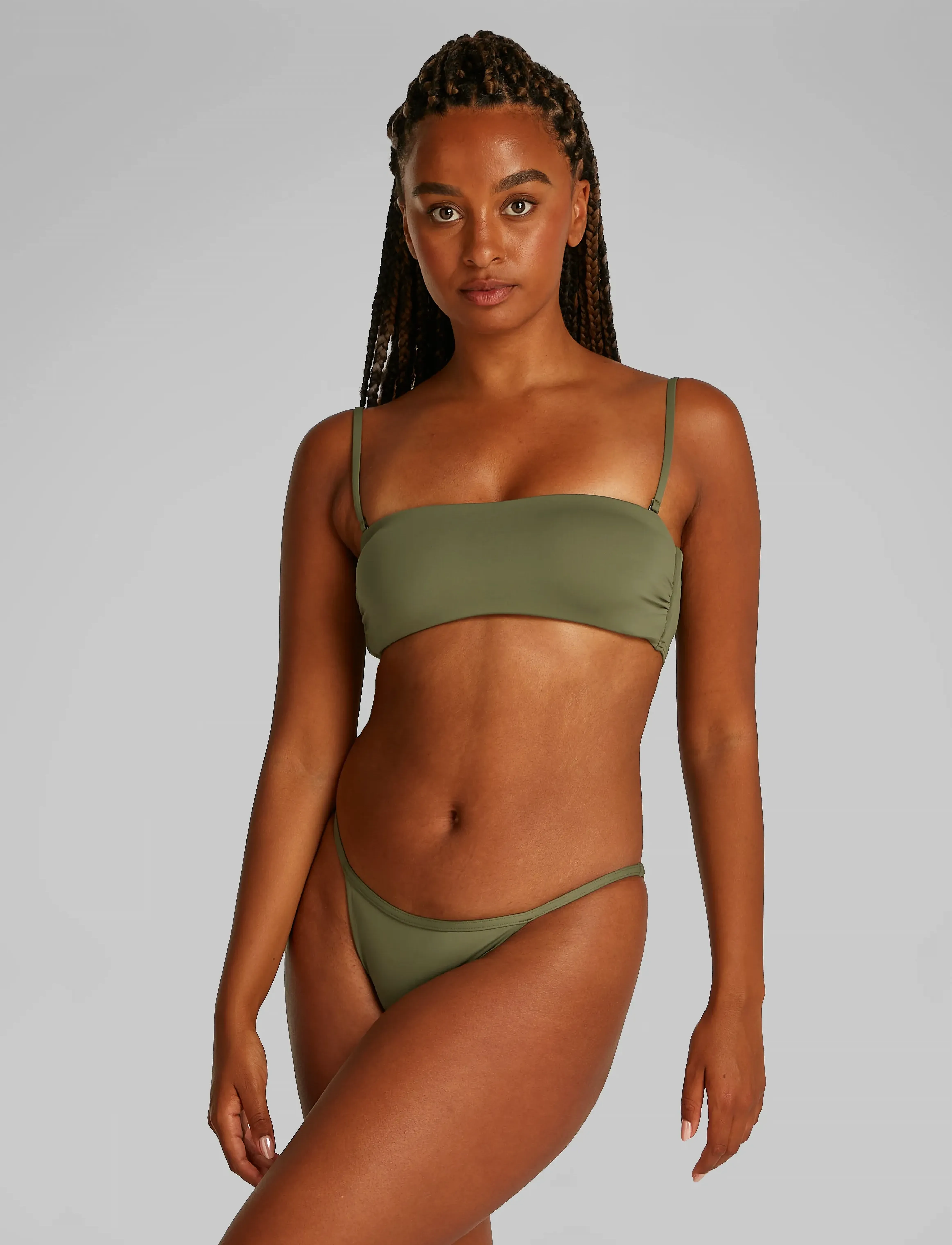 Calvin Klein Cheeky String Bikini, Kvinder, Cheeky String Bikinitrusse, Kakigrøn, Str: XL