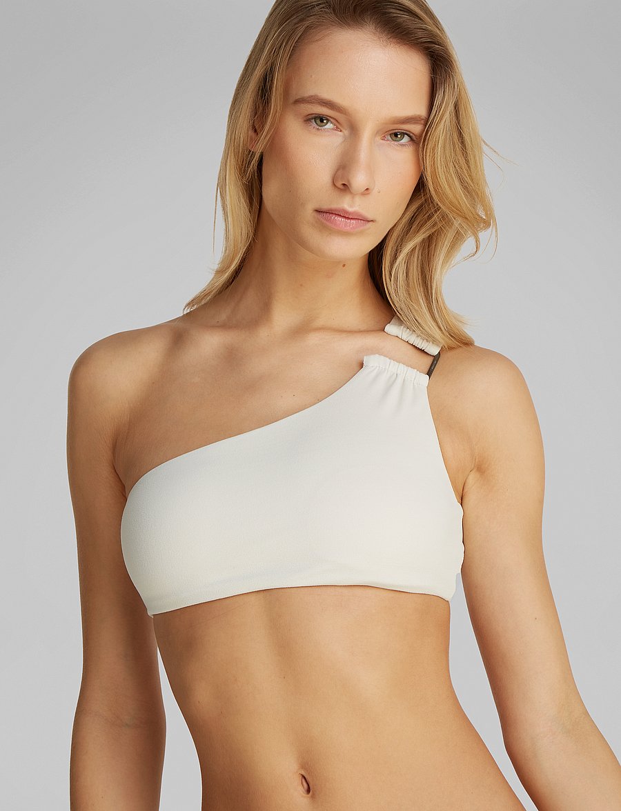 Calvin Klein - ONE SHOULDER BRALETTE-RP - bandeau-bikini-oberteile - chalk - 0