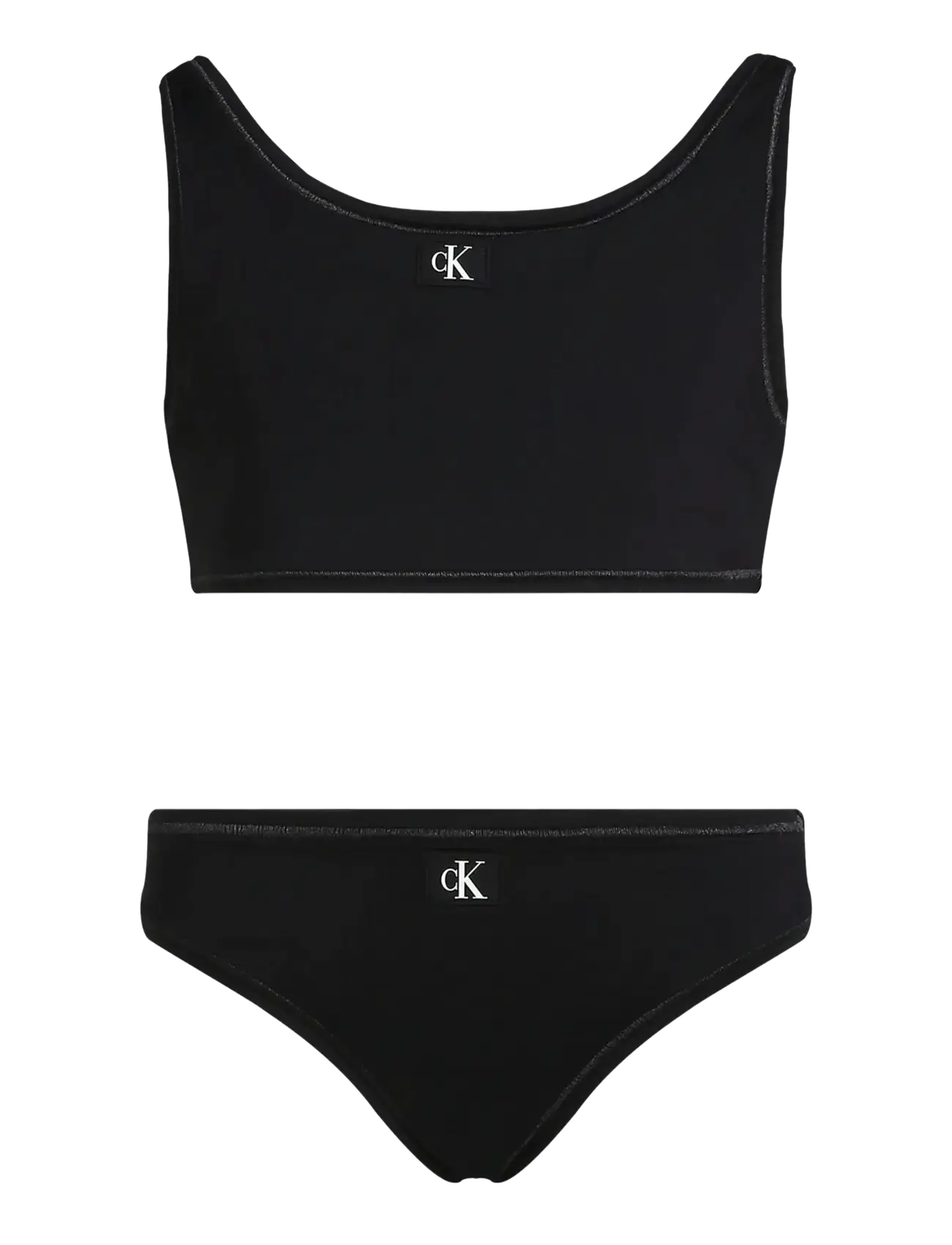 Calvin Klein Bralette Bikini Set, 128-140, Bademode, Schwarz - Bikinis, Kinder