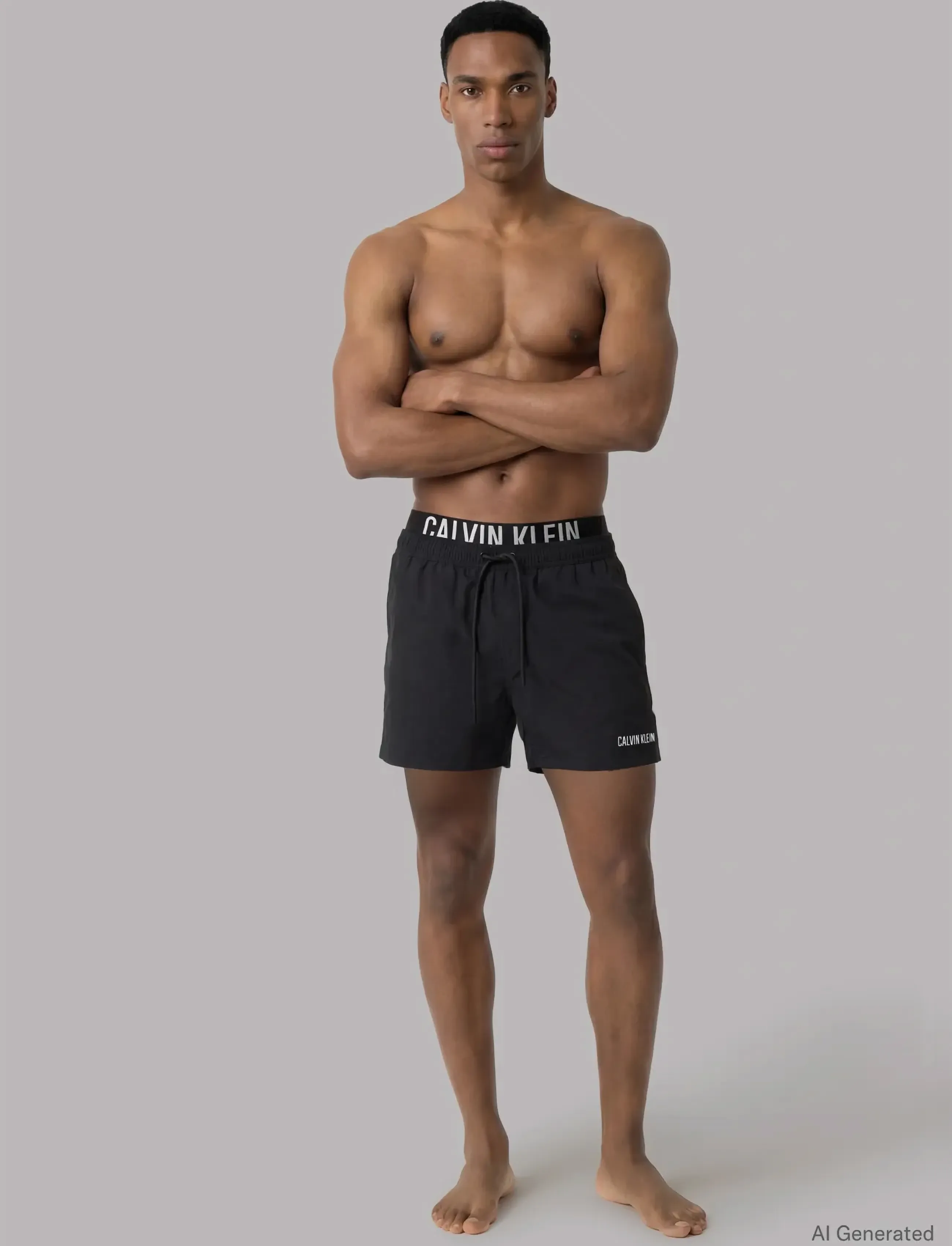 Calvin Klein MEDIUM DRAWSTRING BOXER - Bademode - BLACK / black