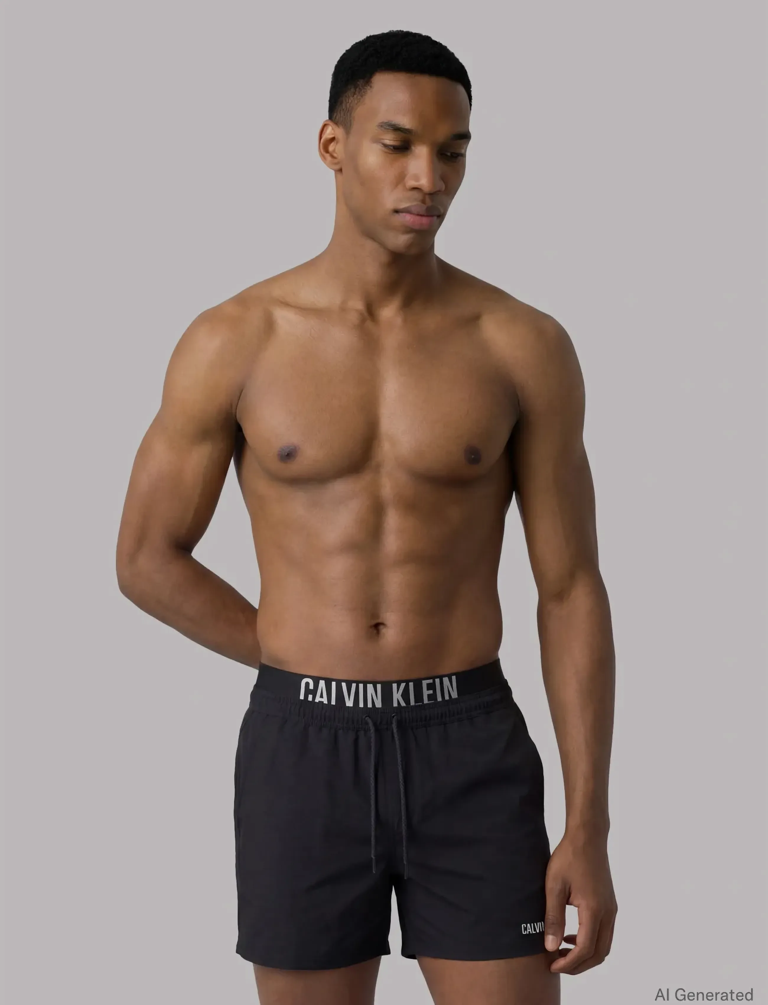 Calvin Klein - MEDIUM DRAWSTRING BOXER - badeshorts - black - 3