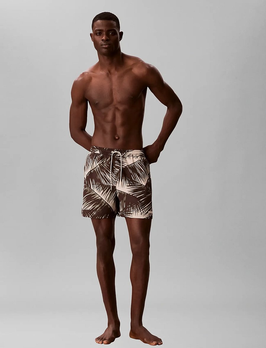 Calvin Klein - MEDIUM DRAWSTRING COVERED WAISTB - badehose - 20251 adventure palm+oatmeal - 0