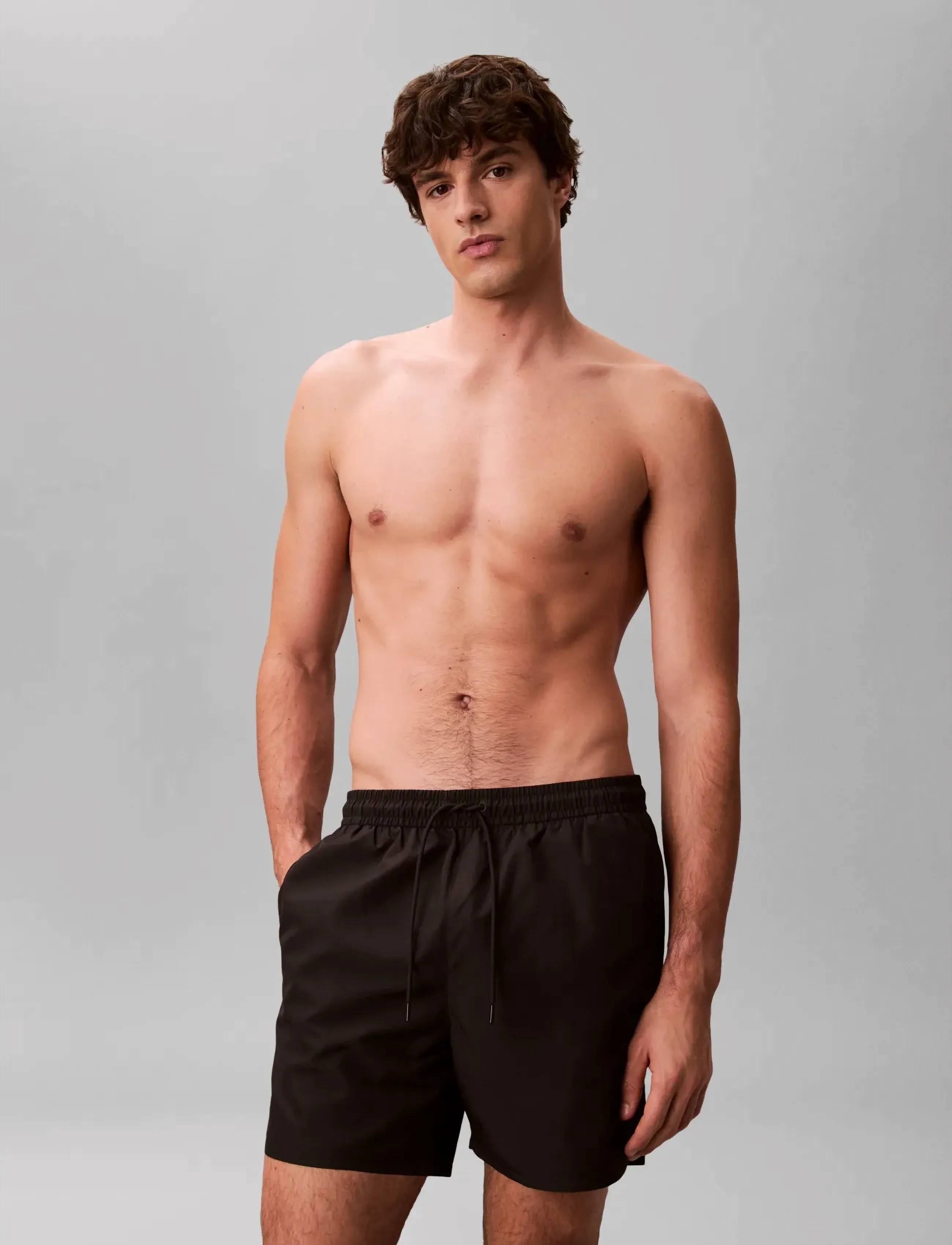Calvin Klein MEDIUM DRAWSTRING COVERED WAISTB - Bademode - BLACK / black
