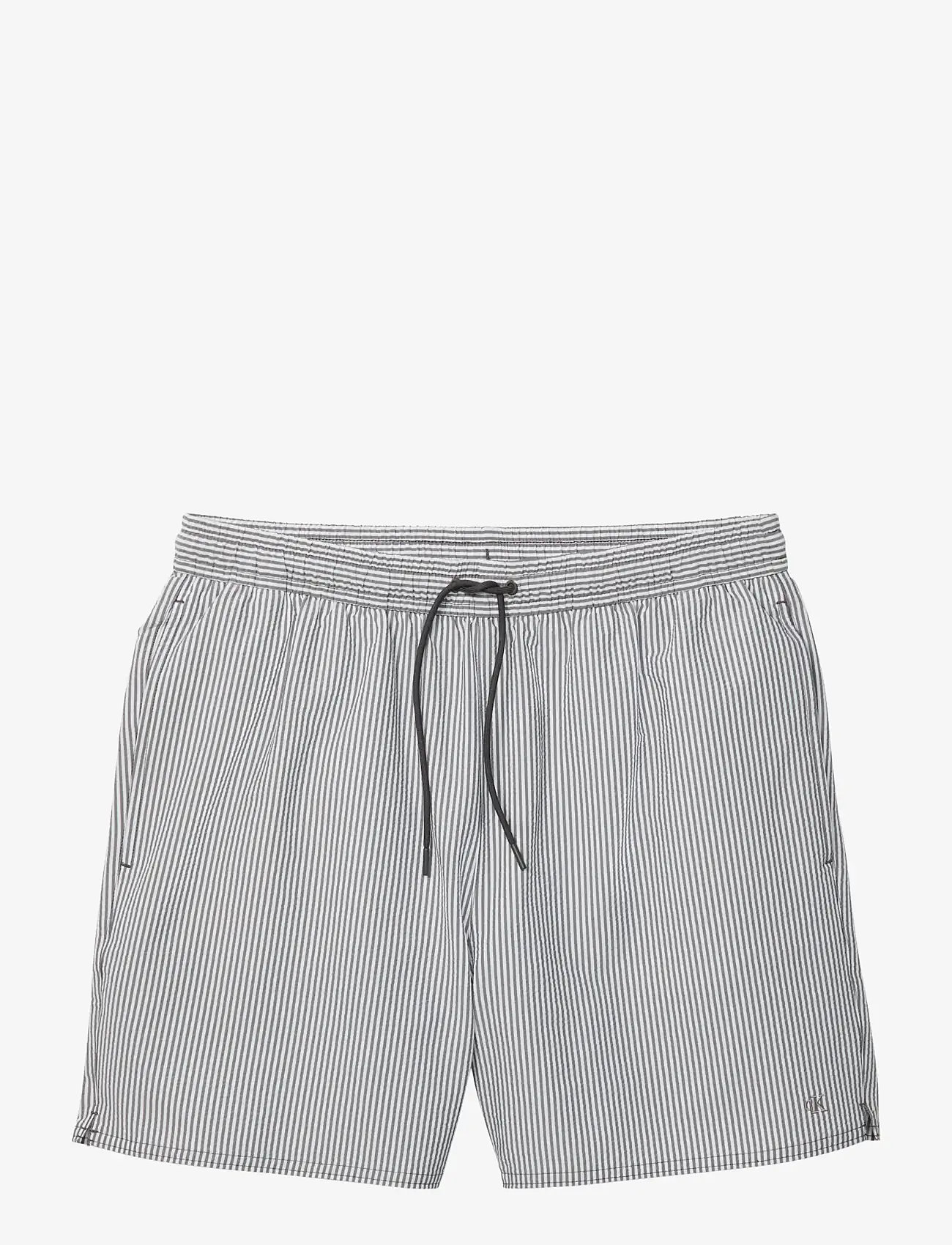 Calvin Klein - MEDIUM DRAWSTRING - badehose - forged iron  white - 1