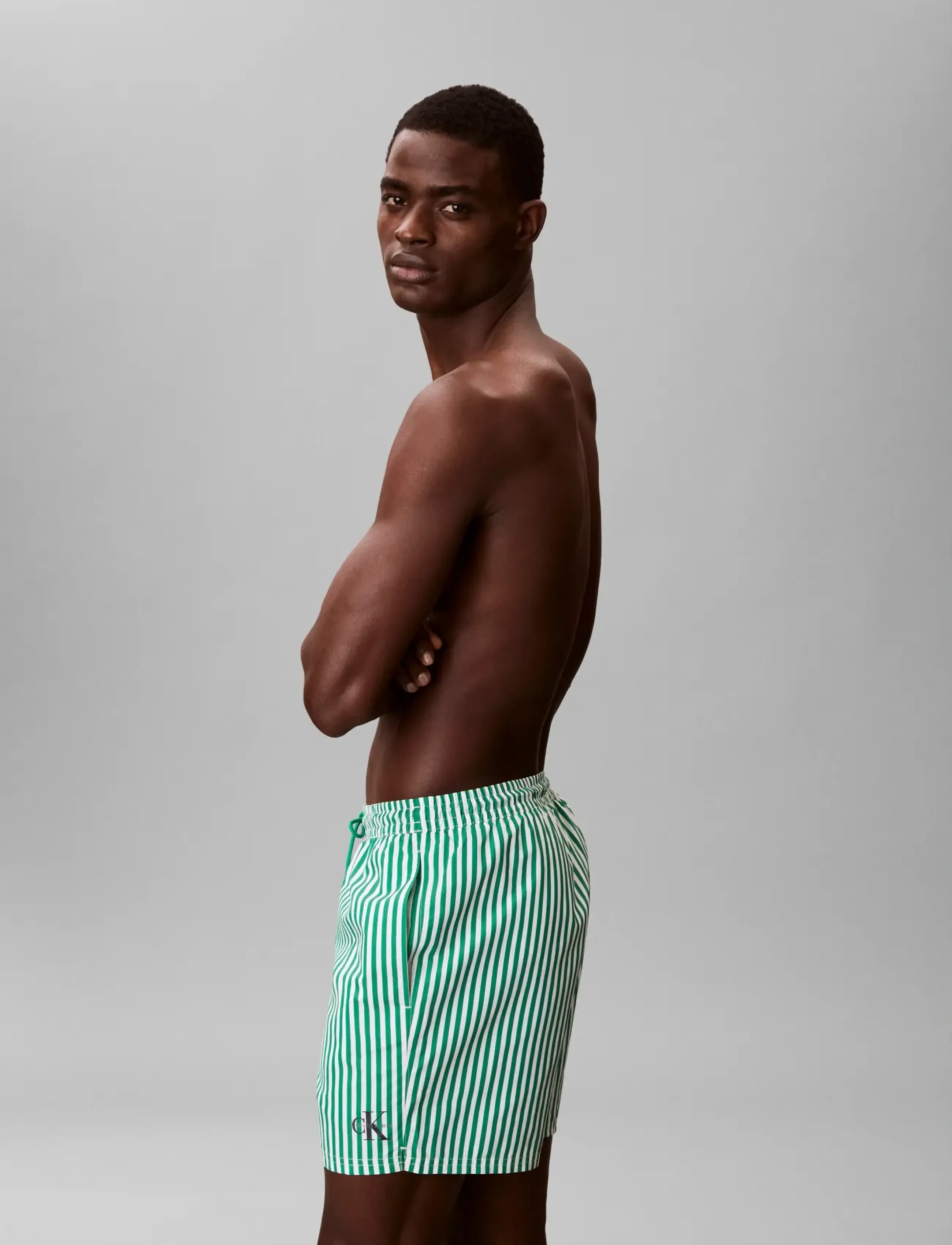 Calvin Klein - MEDIUM DRAWSTRING WAISTBAND - badeshorts - 20186 penny stripe+mardi gras green - 5