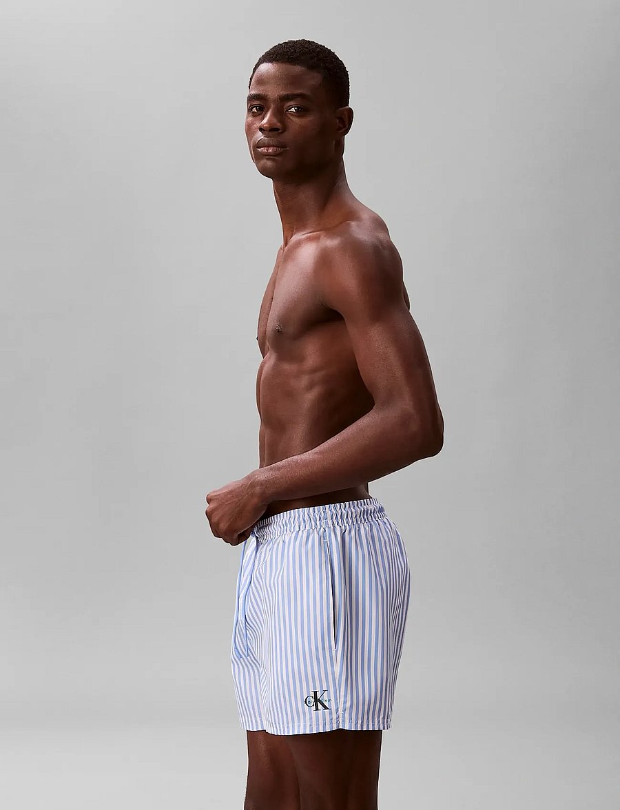 Calvin Klein - SHORT DRAWSTRING WAISTBAND - badehose - 20186 penny stripe+blue descent - 4