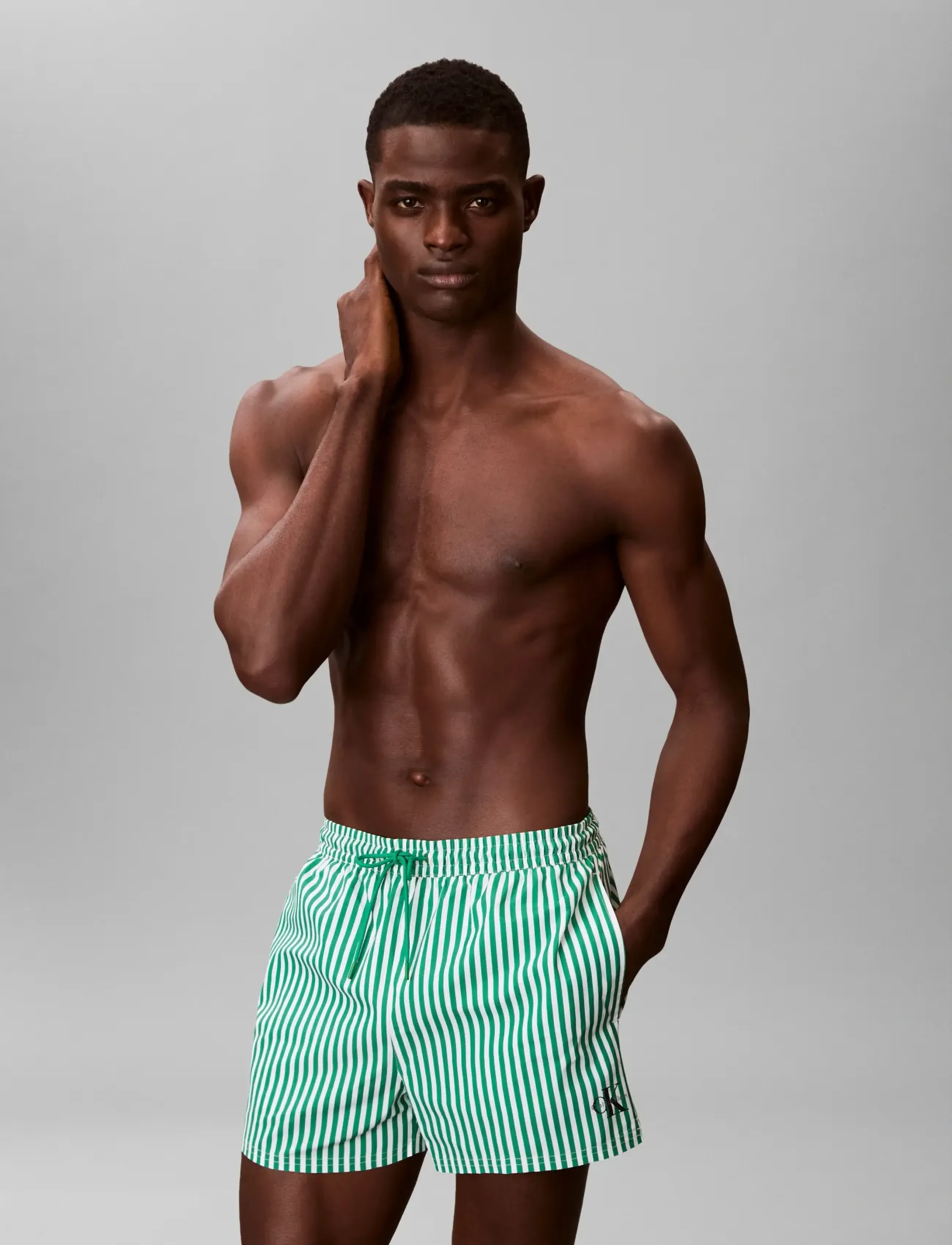 Calvin Klein - SHORT DRAWSTRING WAISTBAND - badehose - 20186 penny stripe+mardi gras green - 3
