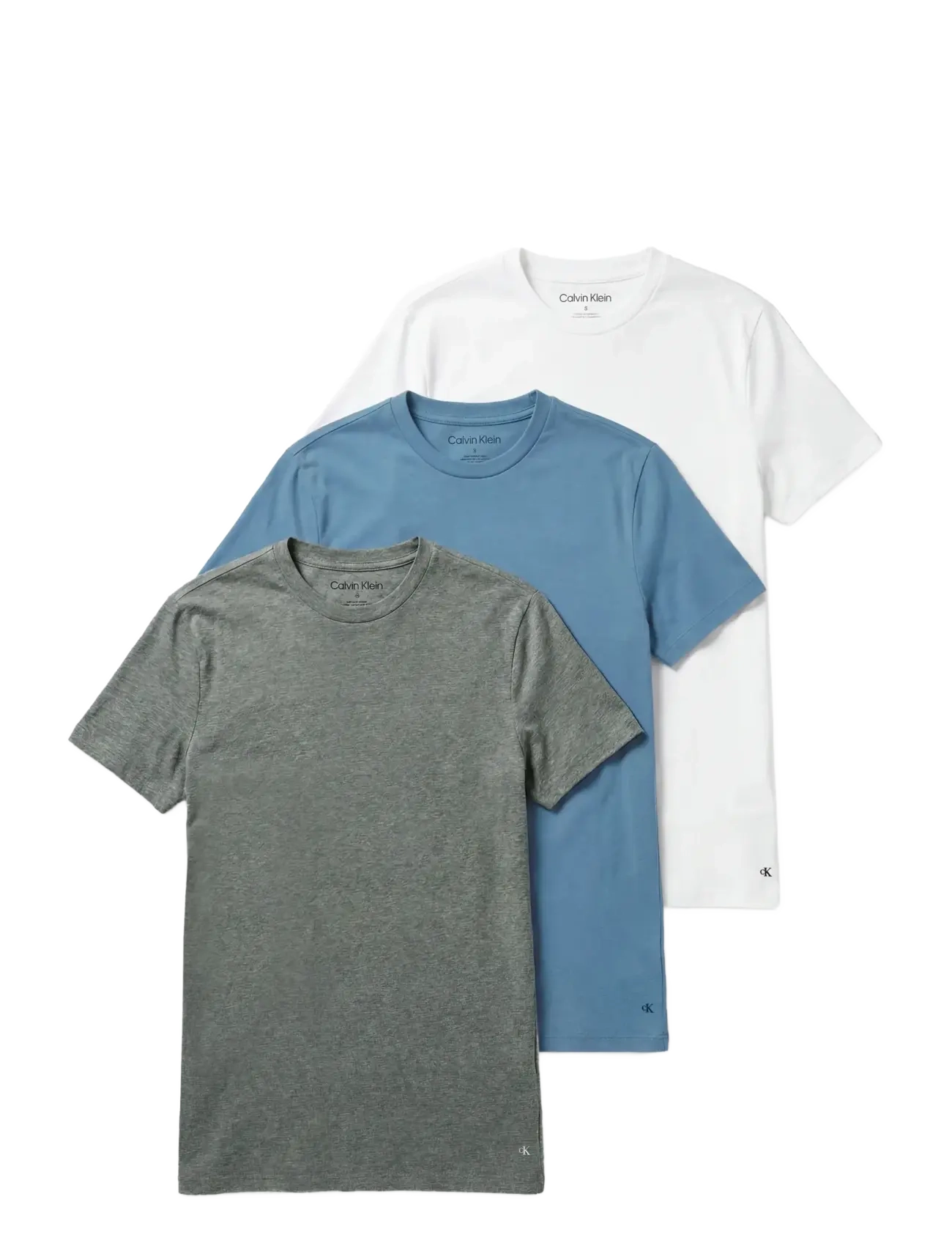 Calvin Klein S/S CREW NECK 3PK - Calvin Klein Underwear - WHITE GULF BLUE GREY HEATHER / blue