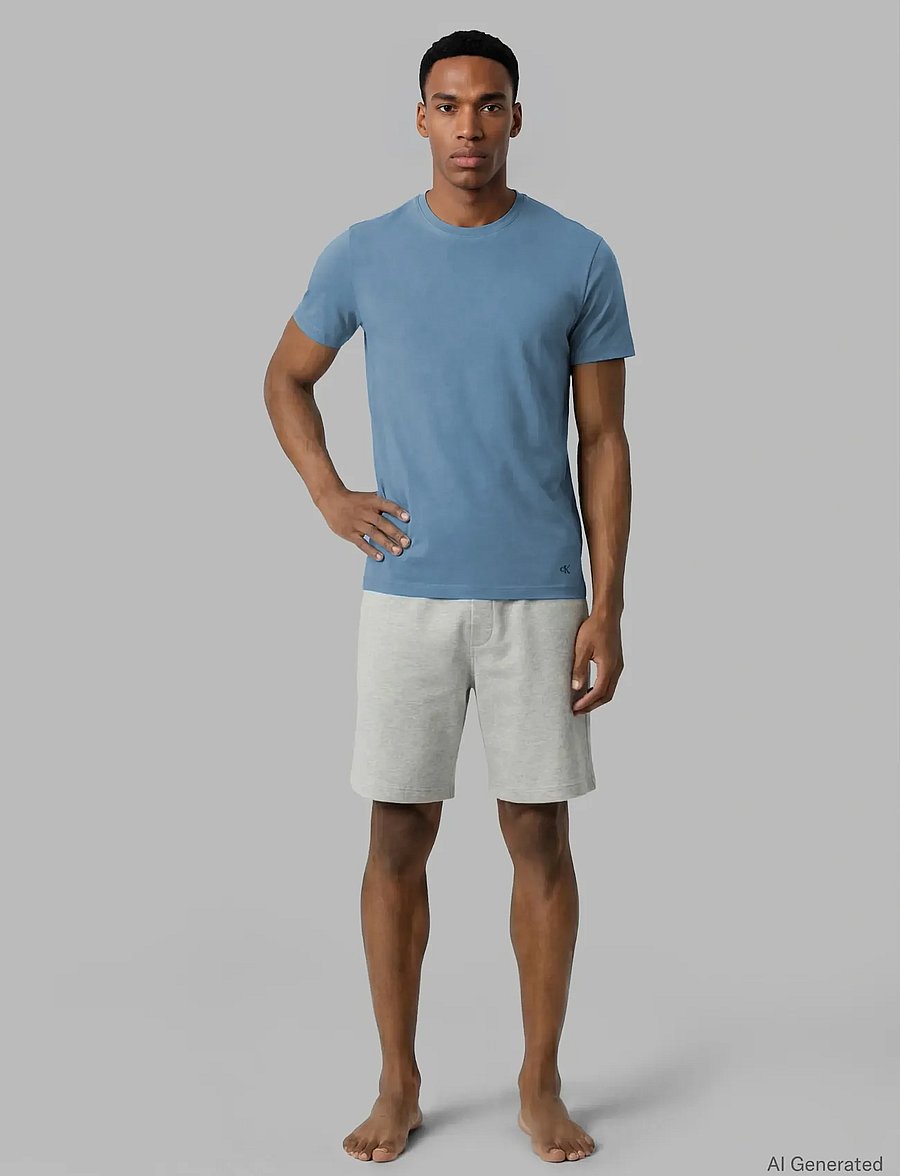 Calvin Klein - S/S CREW NECK 3PK - t-shirts im multipack - white gulf blue grey heather - 0