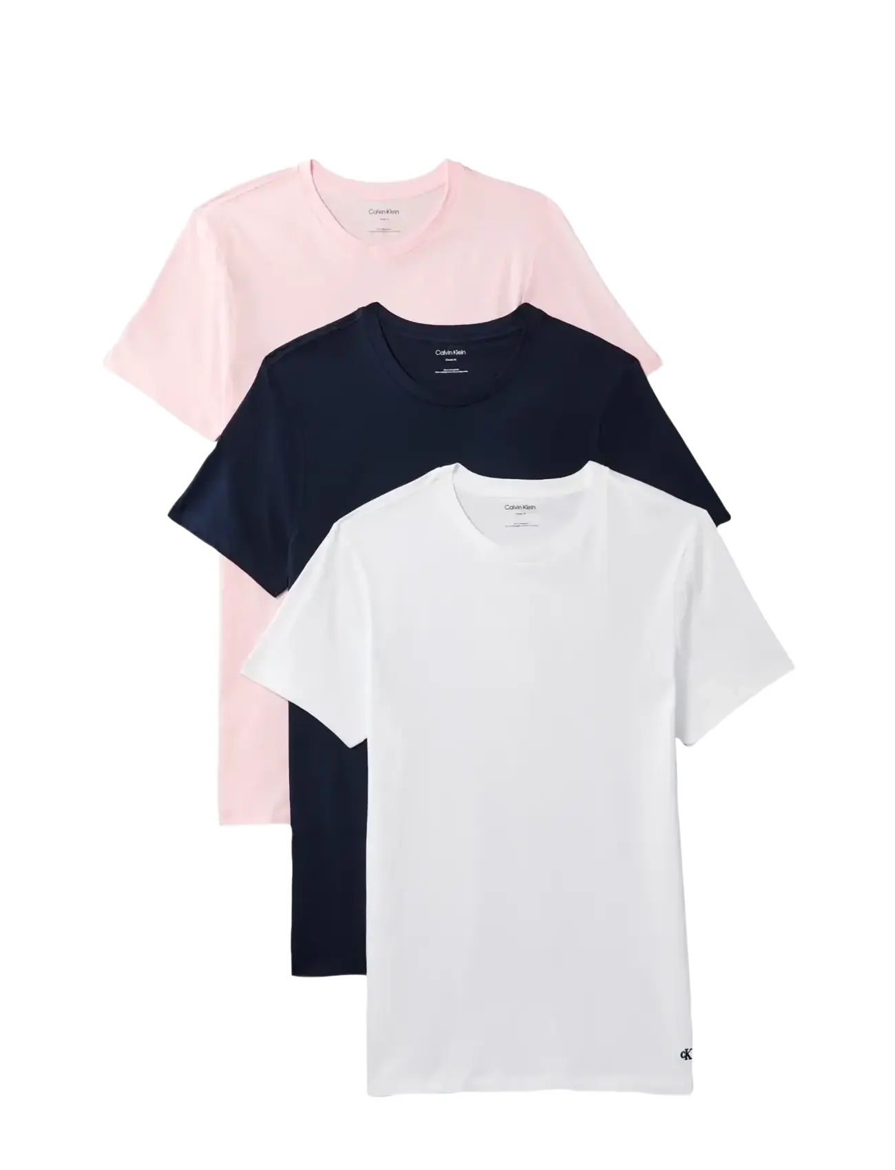 Calvin Klein S/S CREW NECK 3PK - Calvin Klein Underwear - HORIZON PINK SHORELINE WHITE / multi