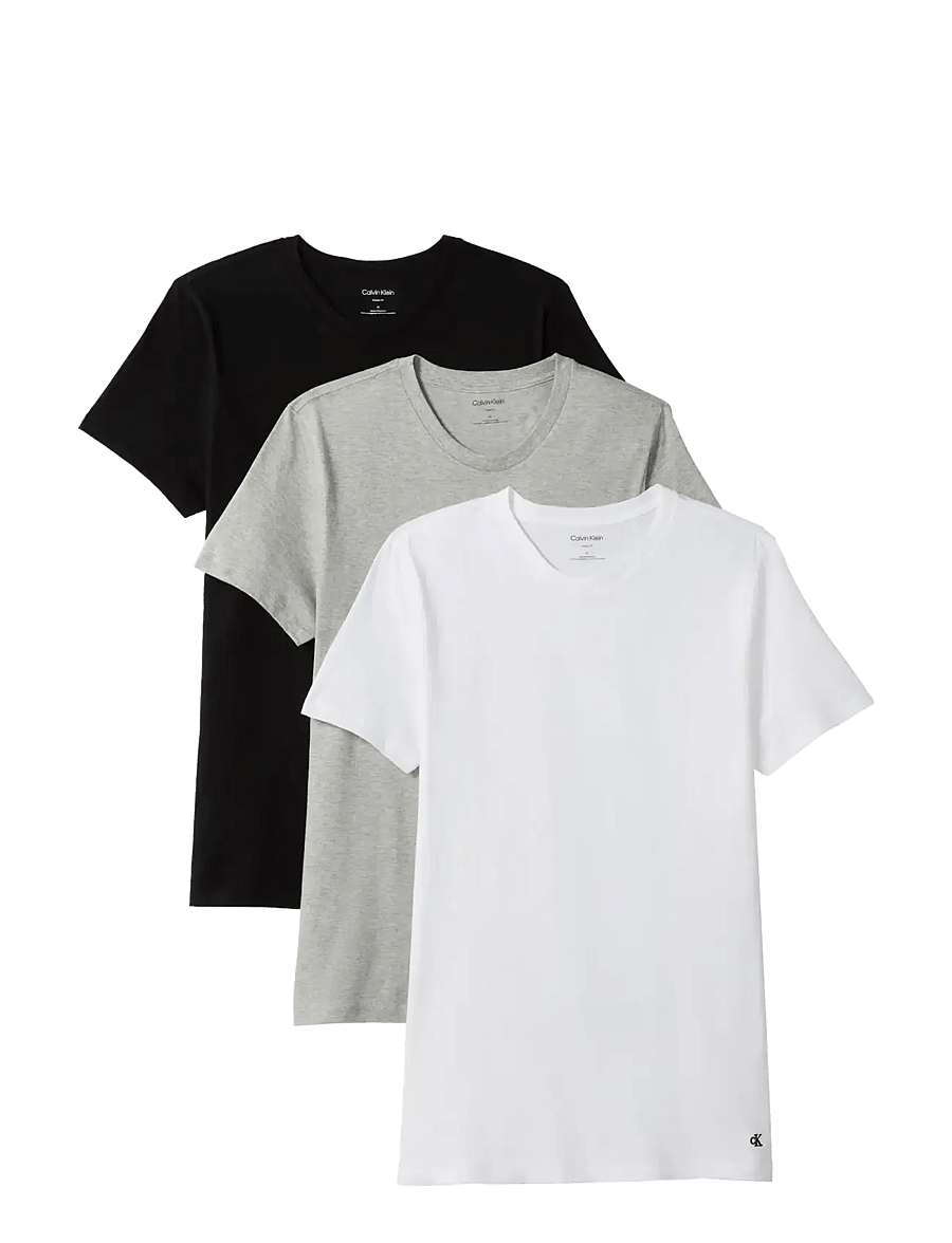 Calvin Klein - S/S CREW NECK 3PK - t-shirts im multipack - black grey heather white - 1