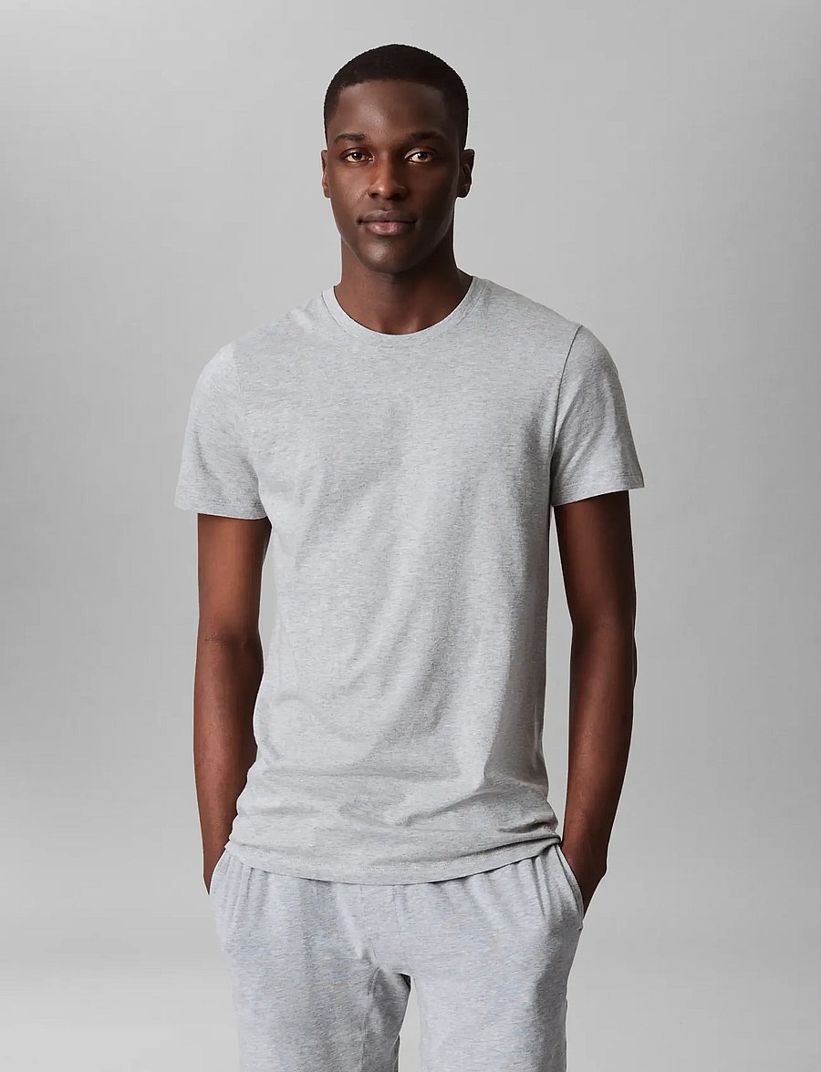 Calvin Klein - S/S CREW NECK 3PK - t-shirts im multipack - black grey heather white - 2