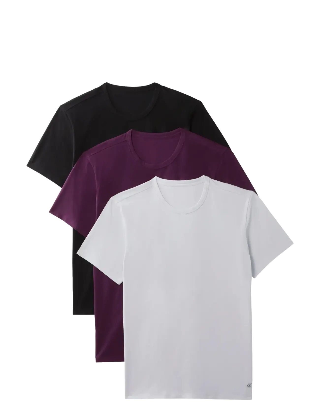 Calvin Klein - S/S CREW NECK 3PK - multipack t-shirts - black w  white emb harbor mist w  c - 1