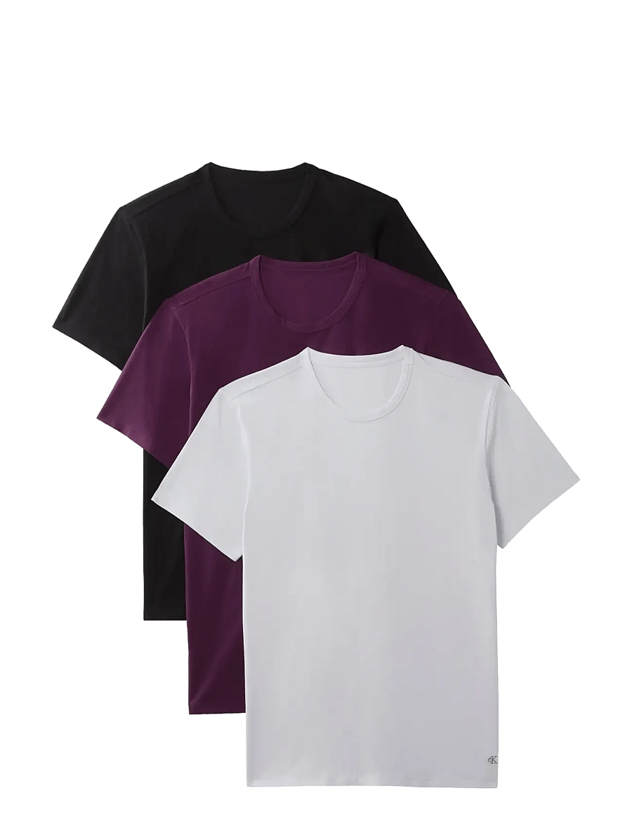 Calvin Klein - S/S CREW NECK 3PK - multipack t-shirts - black w white emb harbor mist w c - 1