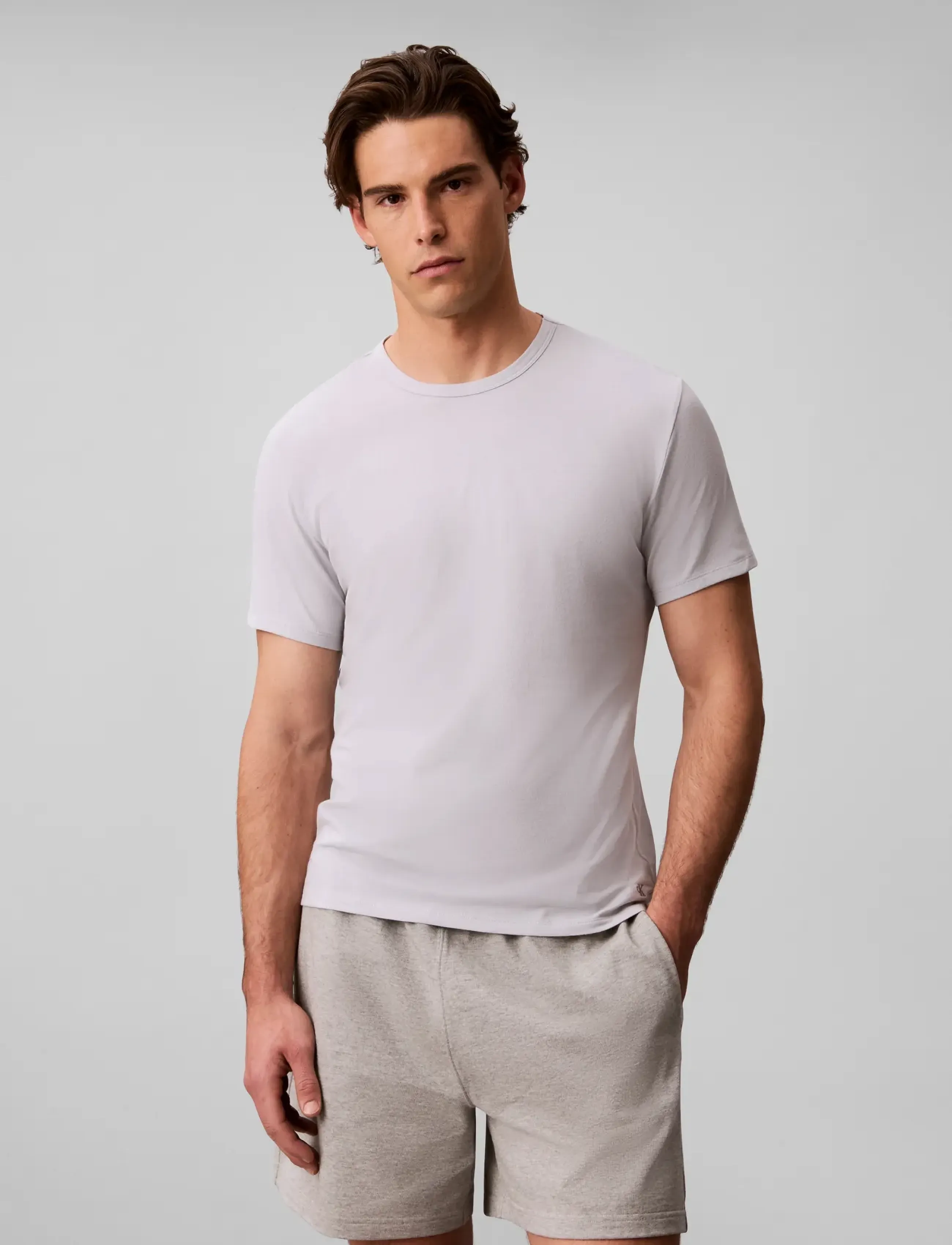 Calvin Klein - S/S CREW NECK 3PK - multipack t-shirts - black w  white emb harbor mist w  c - 3