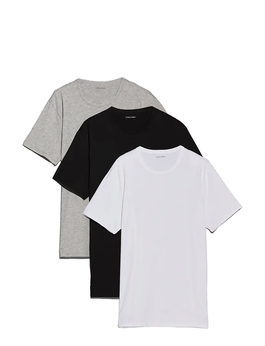Calvin Klein - S/S CREW NECK 3PK - t-shirts im multipack - black grey heather white - 2