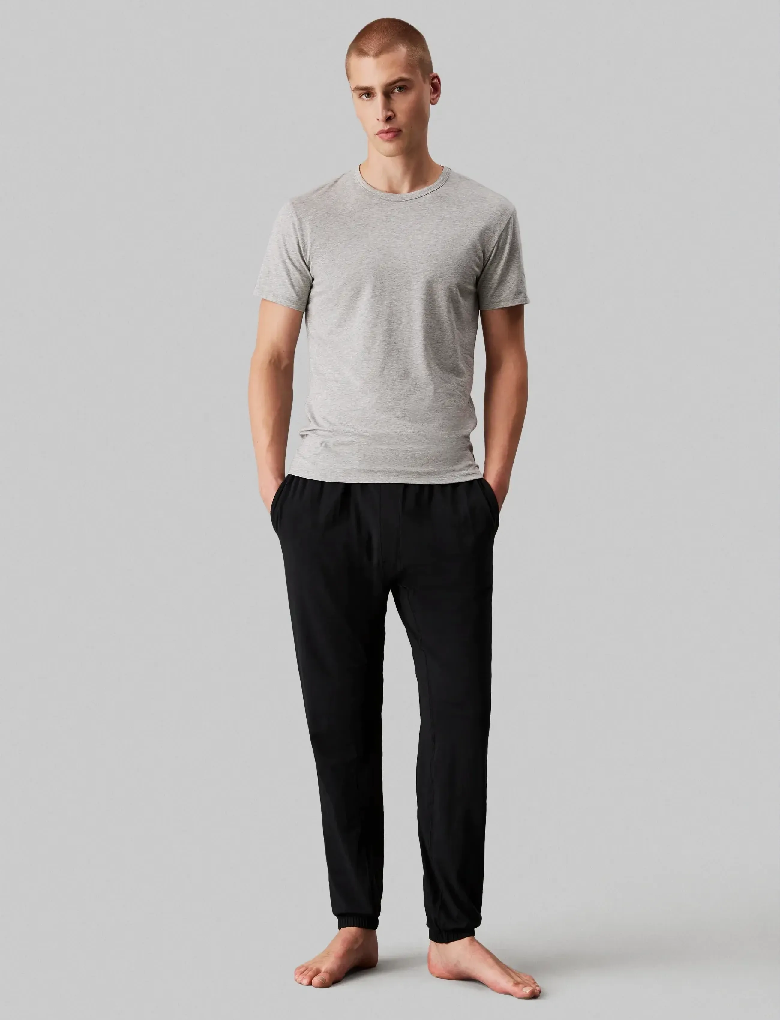Calvin Klein S/S CREW NECK 3PK - Pidžaama topid - BLACK GREY HEATHER WHITE / grey