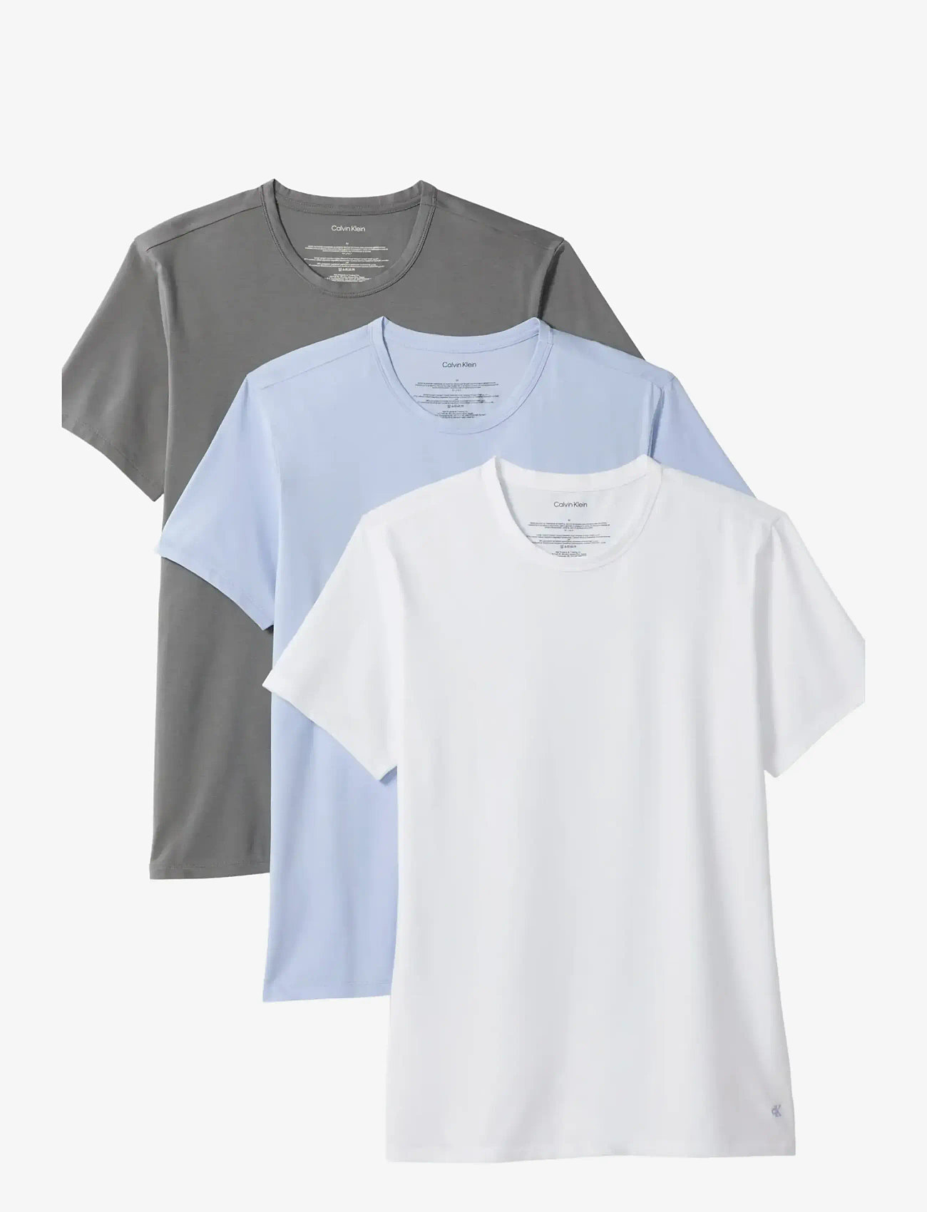 Calvin Klein - S/S CREW NECK 3PK - multipack t-shirts - smoke screen/white/casual blue - 0