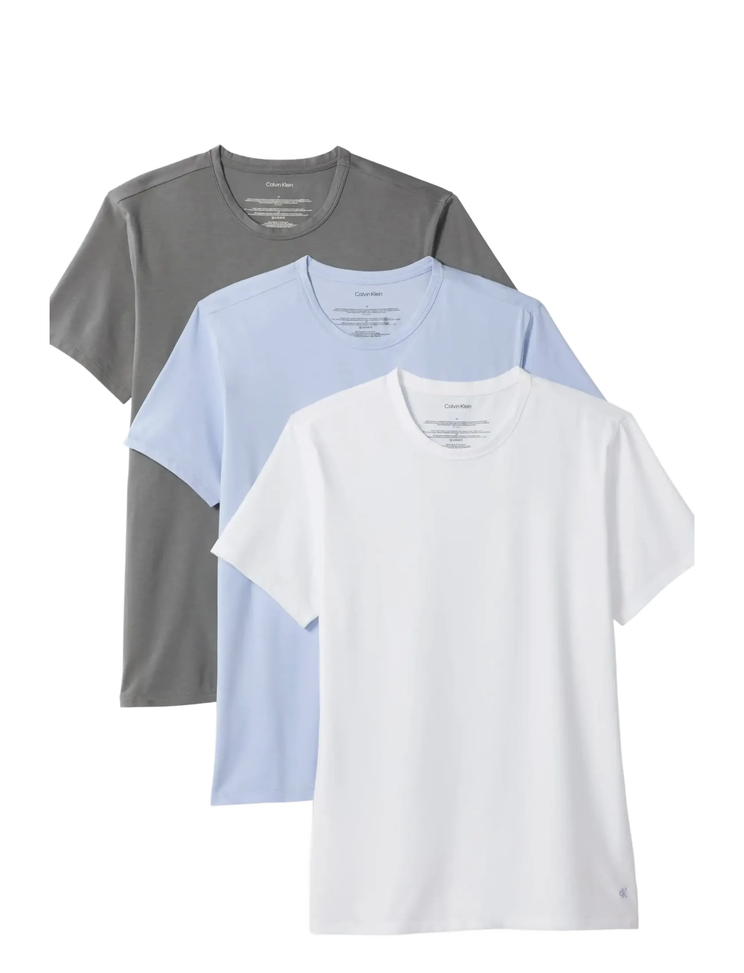 Calvin Klein S/S CREW NECK 3PK - Calvin Klein Underwear - SMOKE SCREEN/WHITE/CASUAL BLUE / white