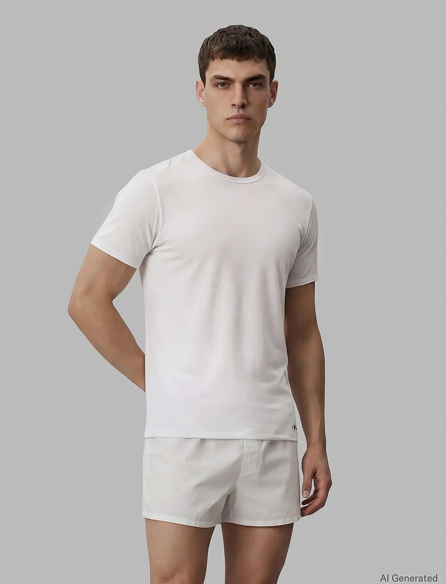 Calvin Klein - S/S CREW NECK 3PK - t-shirts im multipack - black blue descent white - 3
