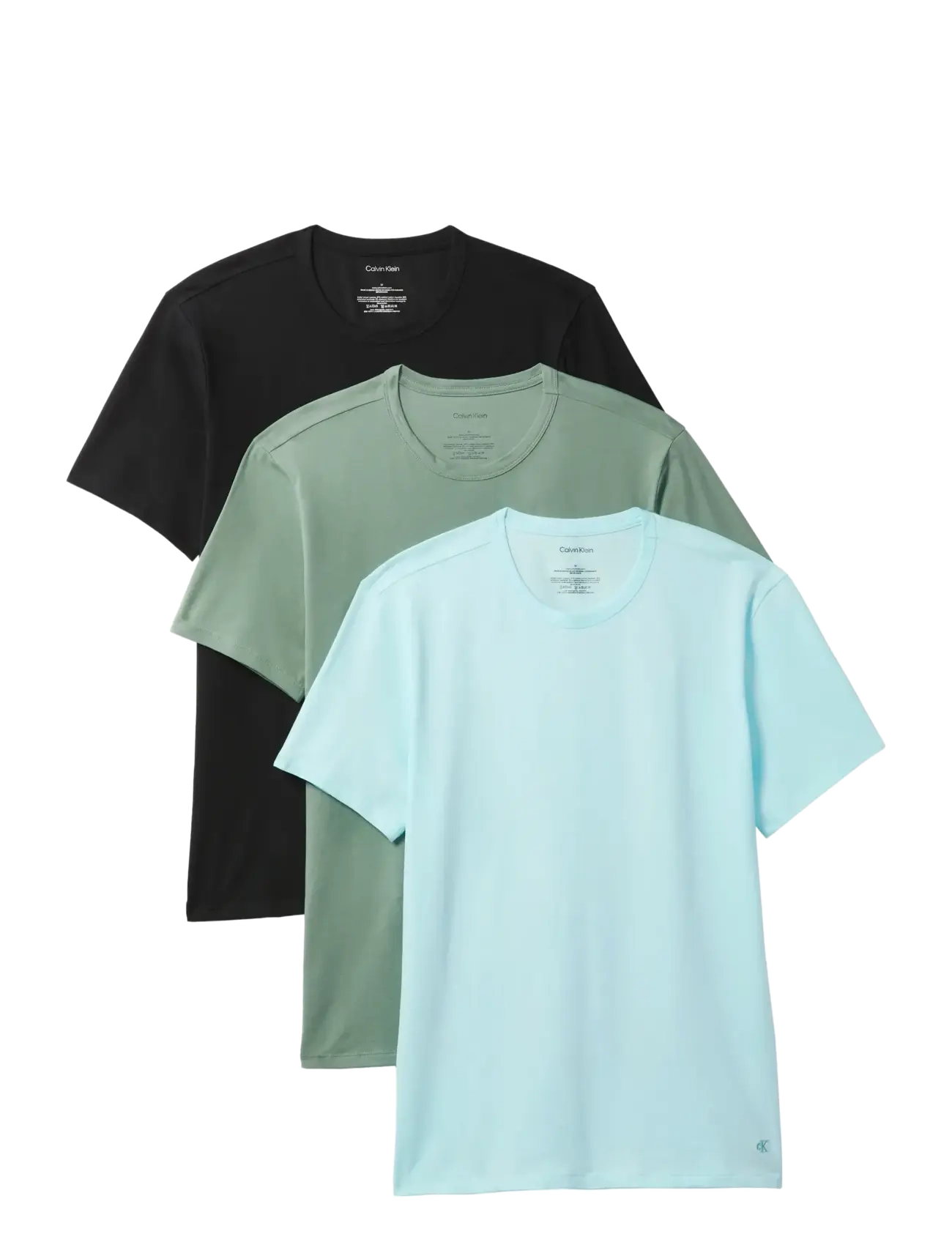 Calvin Klein S/S CREW NECK 3PK - T-shirts - BLACK SEA SPRAY NIAGARA MIST / green