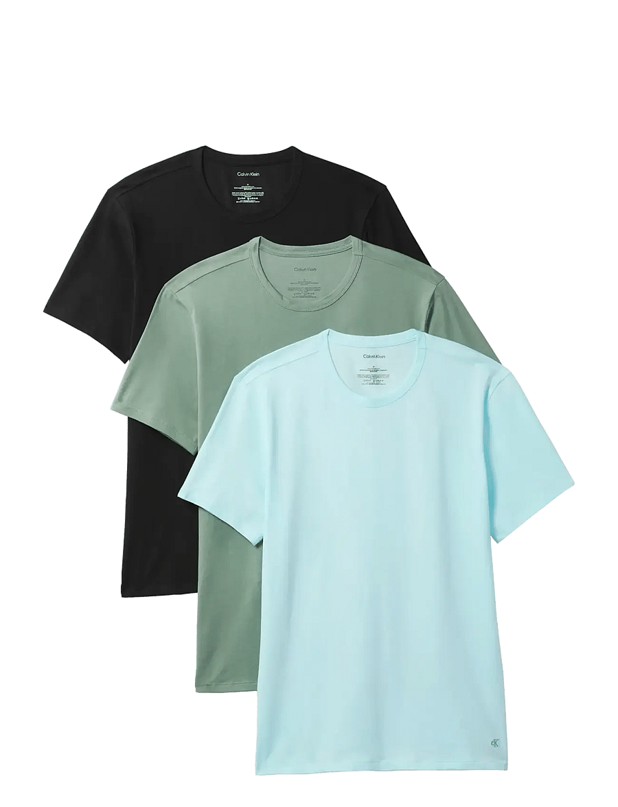 Calvin Klein - S/S CREW NECK 3PK - t-särkide multipakk - black sea spray niagara mist - 1