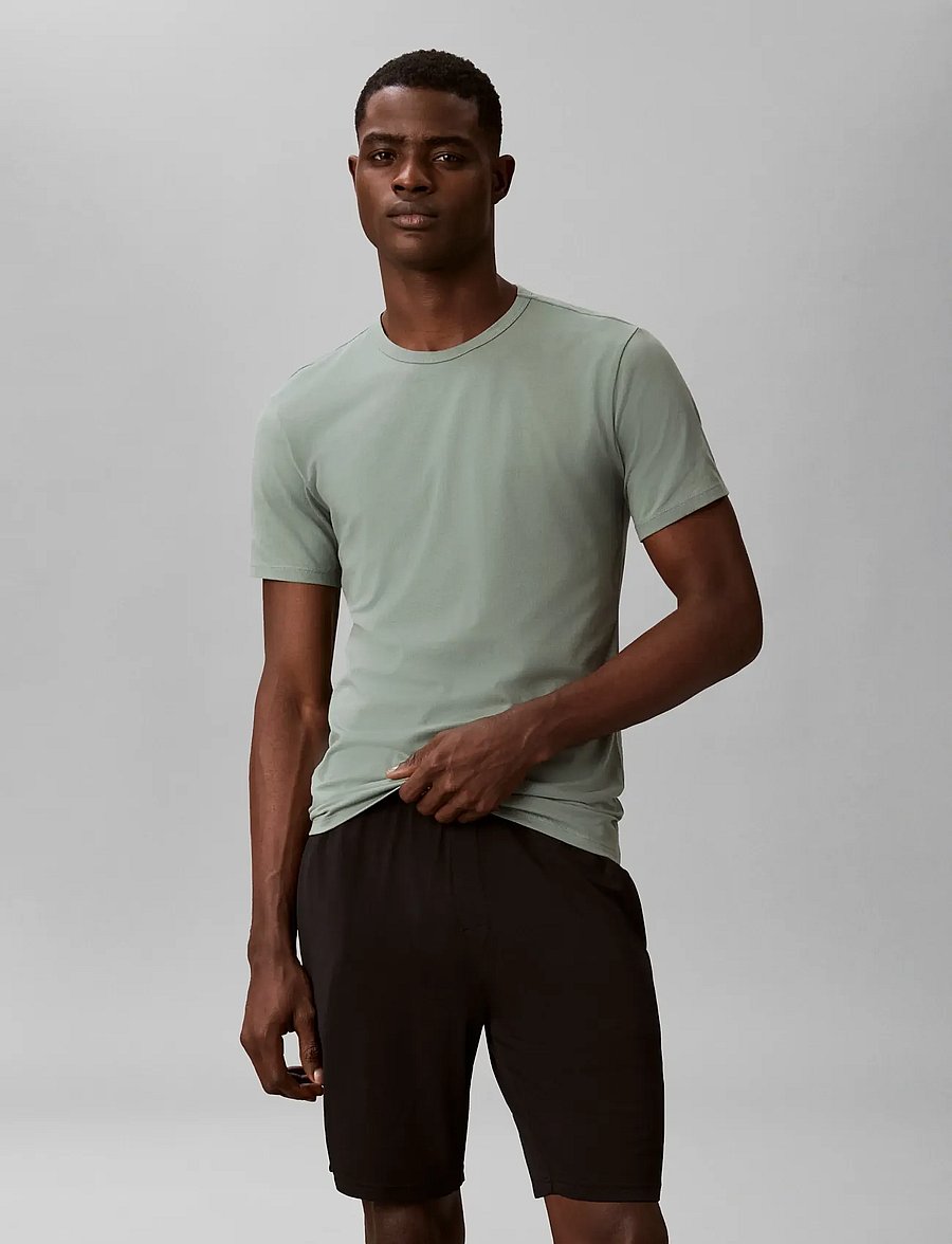 Calvin Klein - S/S CREW NECK 3PK - t-särkide multipakk - black sea spray niagara mist - 3