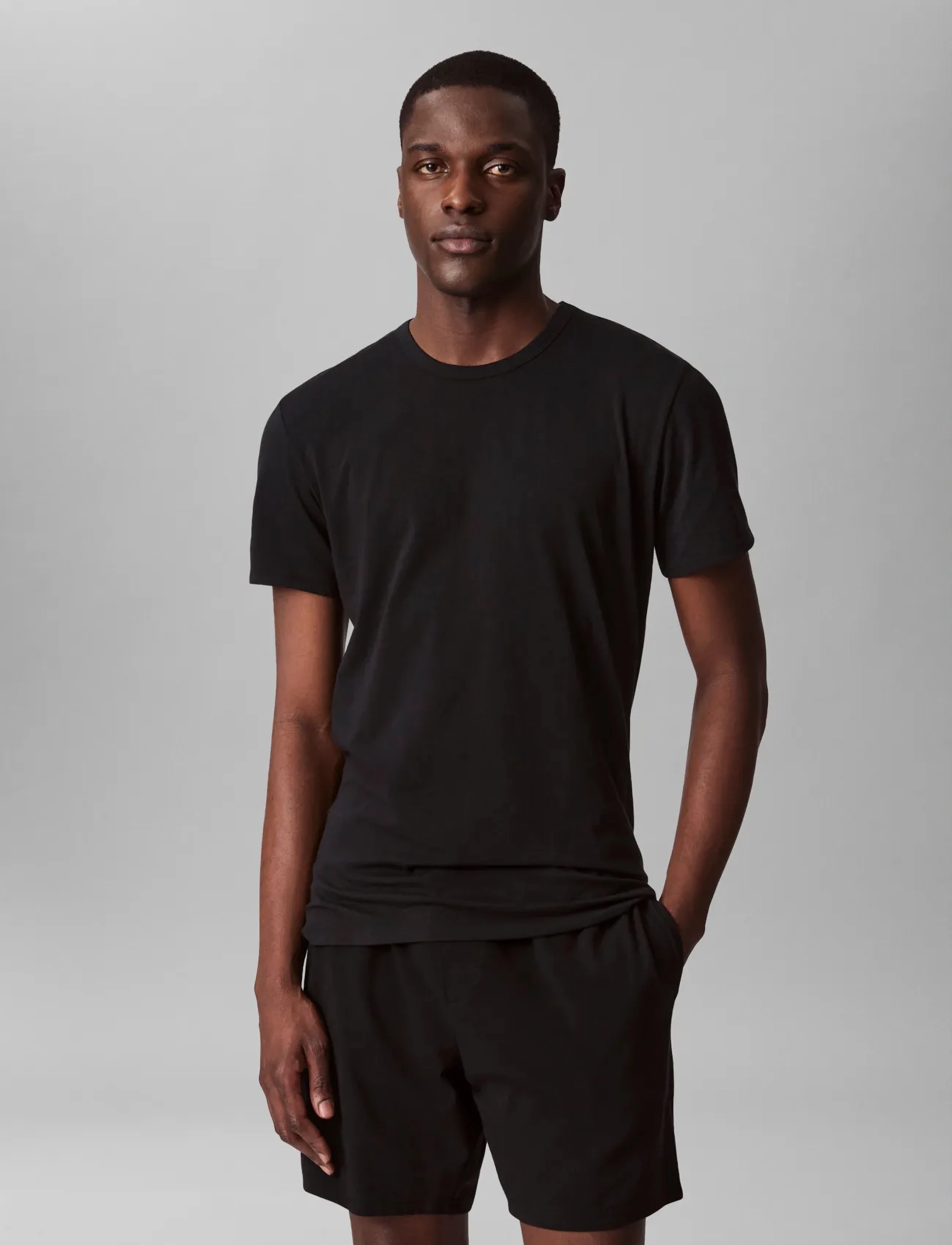 Calvin Klein S/S CREW NECK 3PK - Pyjamaoberteil - BLACK / black