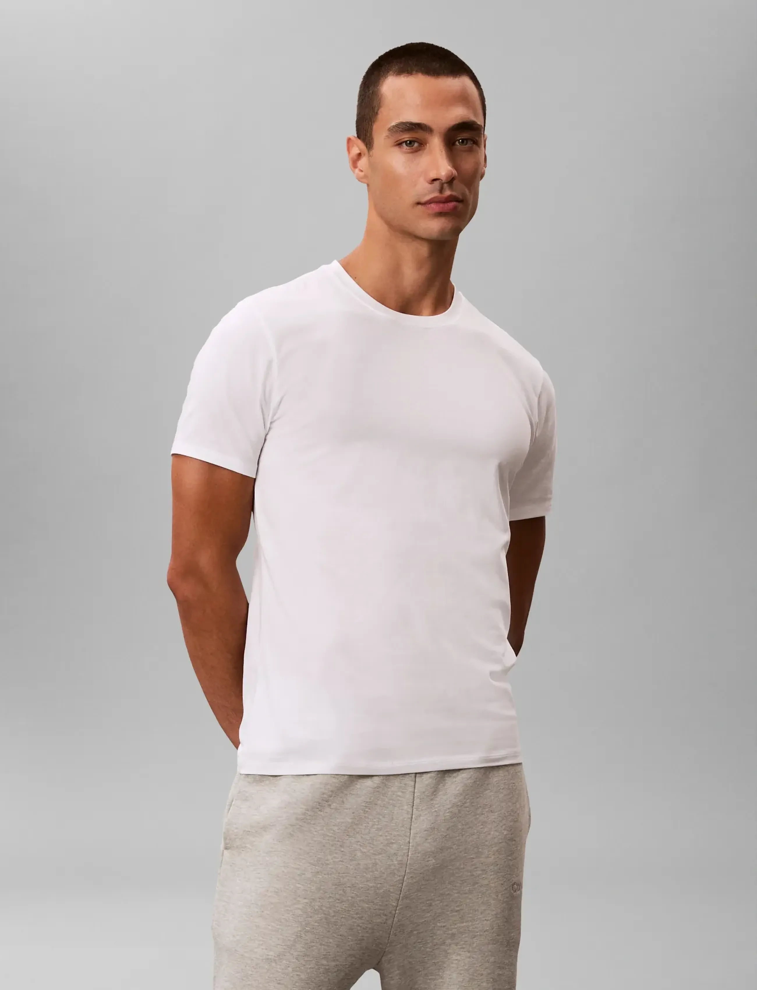 Calvin Klein - S/S CREW NECK 3PK - nattrøjer - white - 3