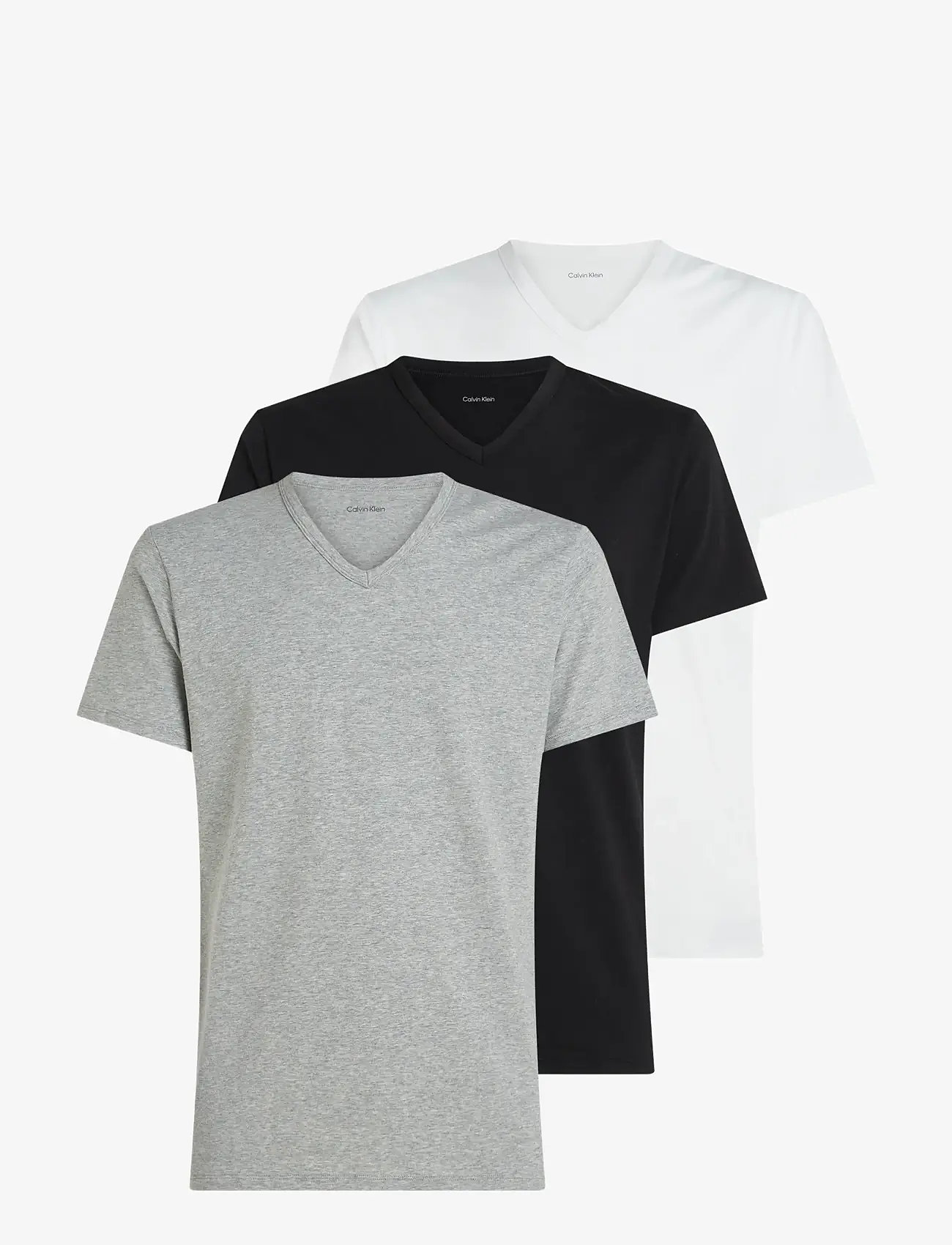 Calvin Klein - S/S V NECK 3PK - v-ringade t-shirts - black grey heather white - 1