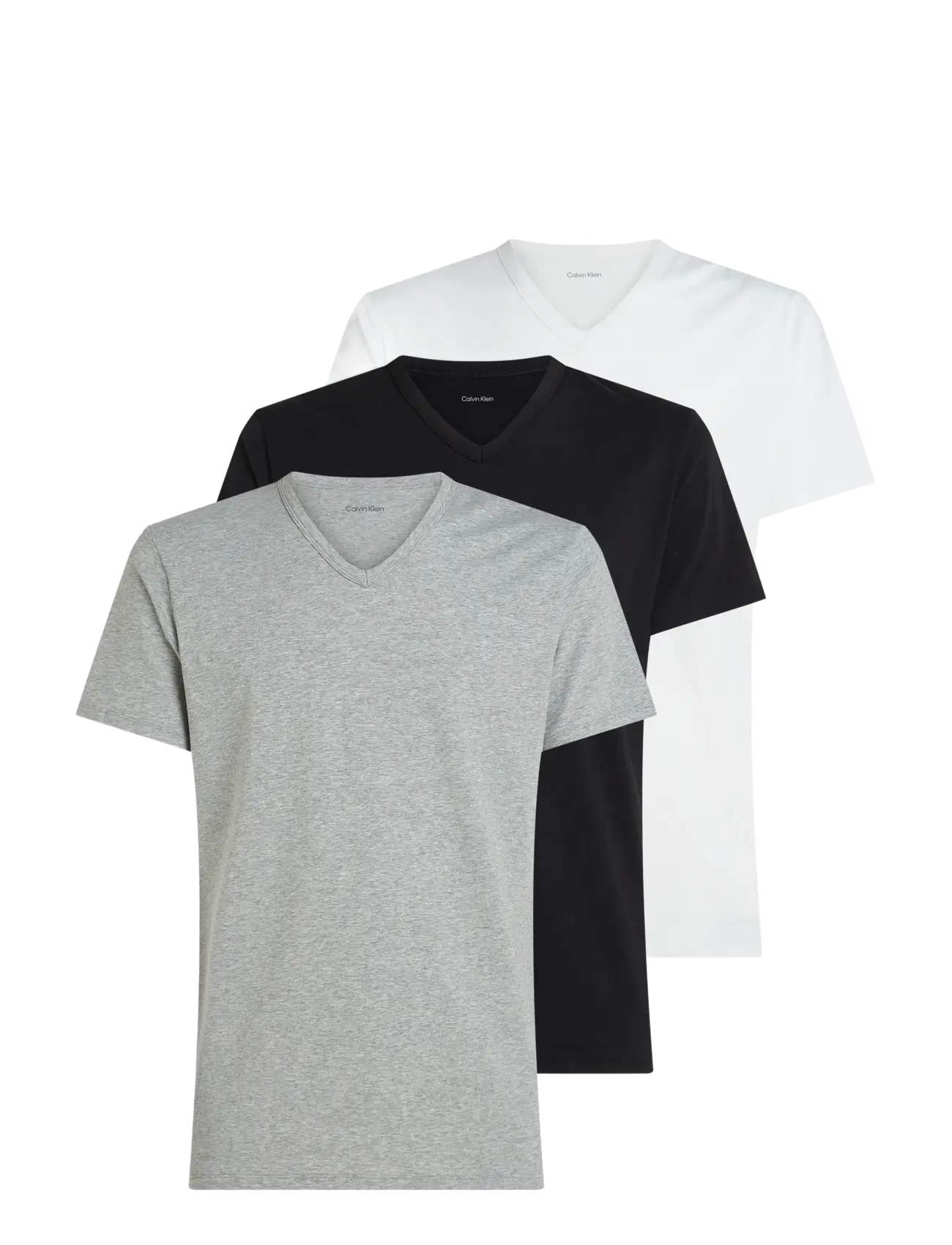 Calvin Klein S/S V NECK 3PK - Calvin Klein Underwear - BLACK GREY HEATHER WHITE / black