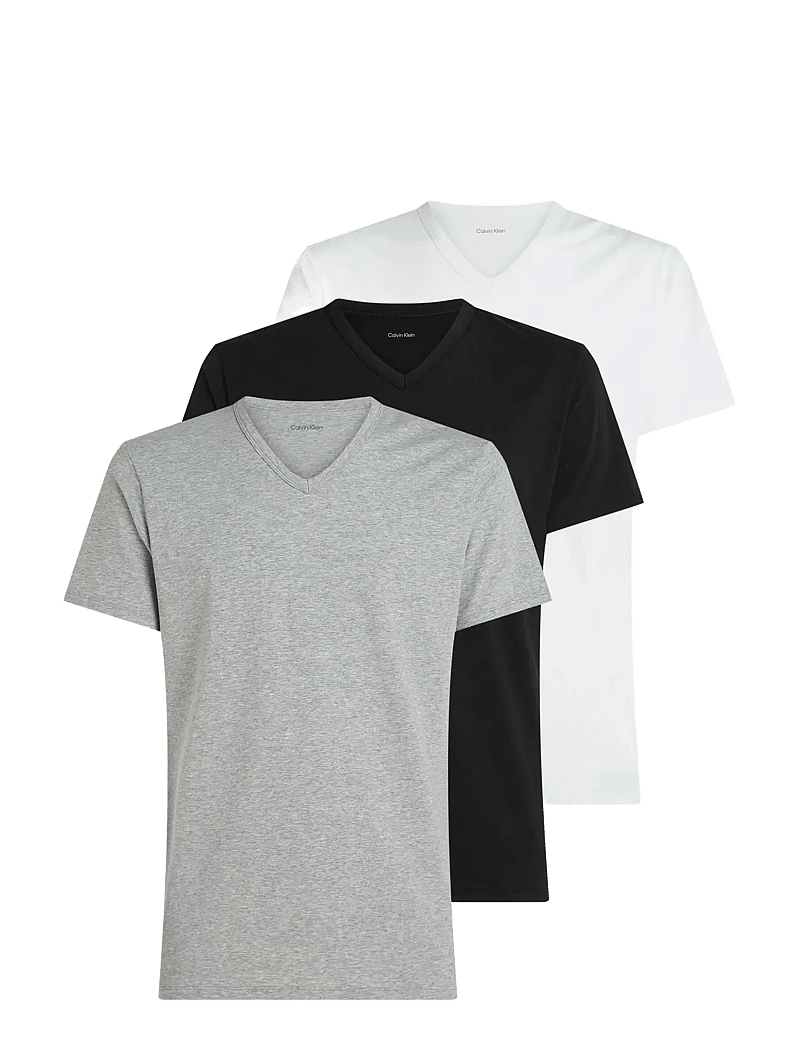 Calvin Klein - S/S V NECK 3PK - v-ringade t-shirts - black grey heather white - 1