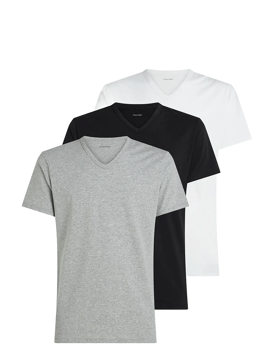 Calvin Klein - S/S V NECK 3PK - t-shirts med v-hals - black grey heather white - 1