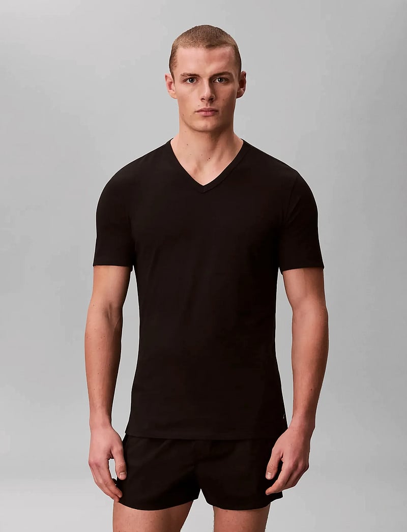 Calvin Klein - S/S V NECK 3PK - v-aukkoiset t-paidat - black grey heather white - 0
