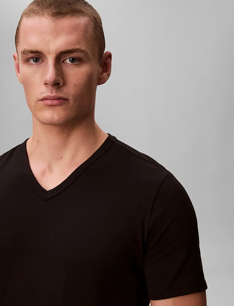 Calvin Klein - S/S V NECK 3PK - v-aukkoiset t-paidat - black grey heather white - 4
