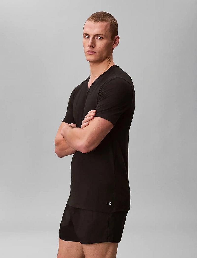 Calvin Klein - S/S V NECK 3PK - v-aukkoiset t-paidat - black grey heather white - 5