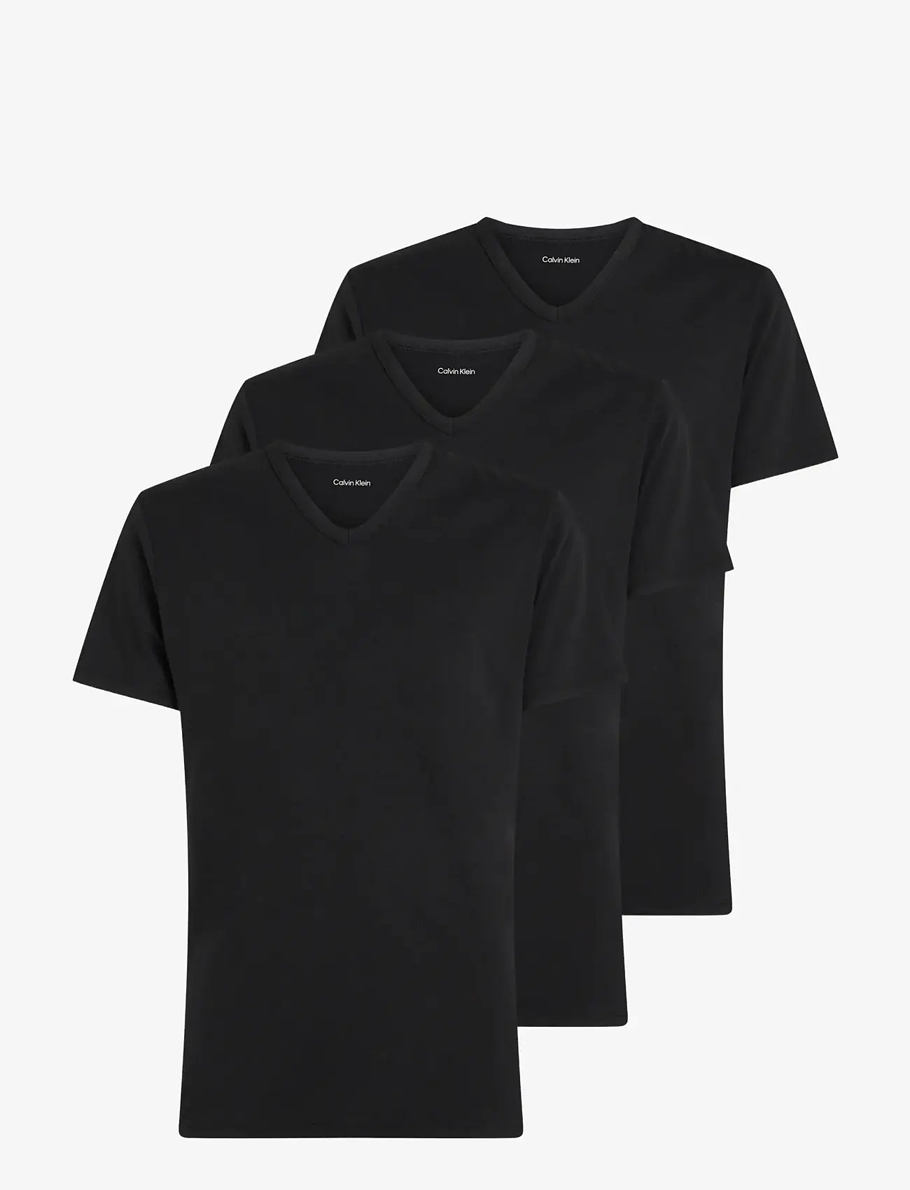 Calvin Klein - S/S V NECK 3PK - t-shirts mit v-ausschnitt - black - 1