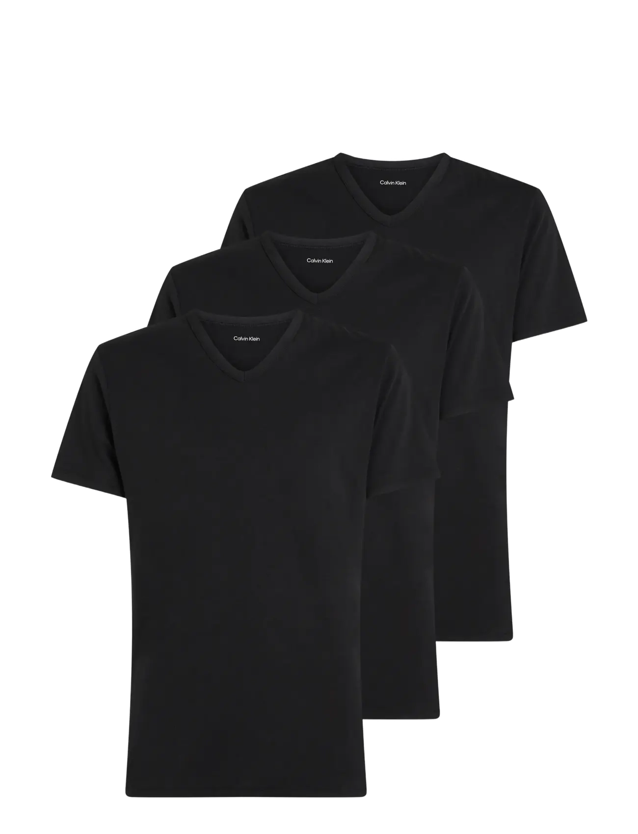 Calvin Klein S/S V NECK 3PK - Calvin Klein Underwear - BLACK / black