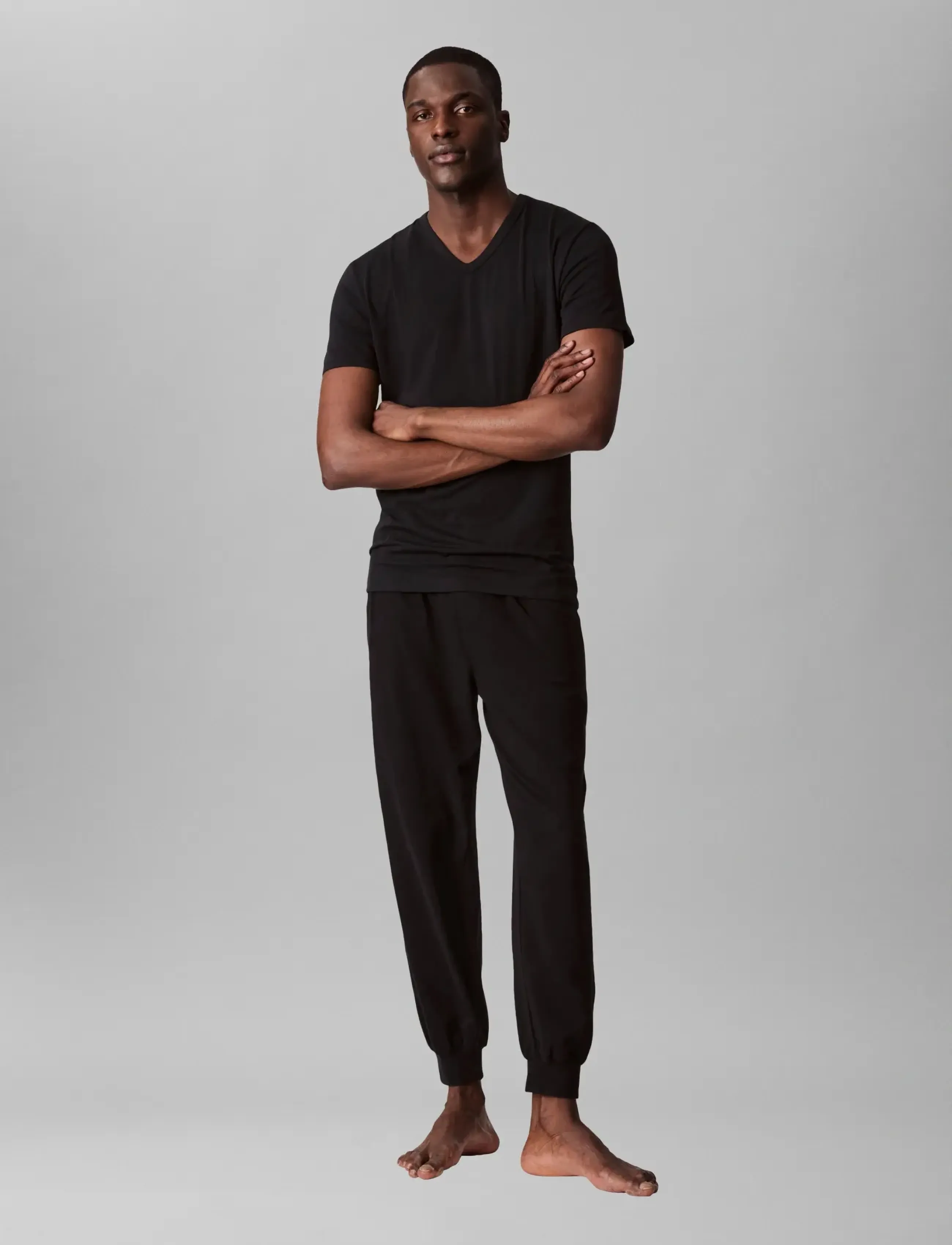 Calvin Klein S/S V NECK 3PK - T-särgid - BLACK / black