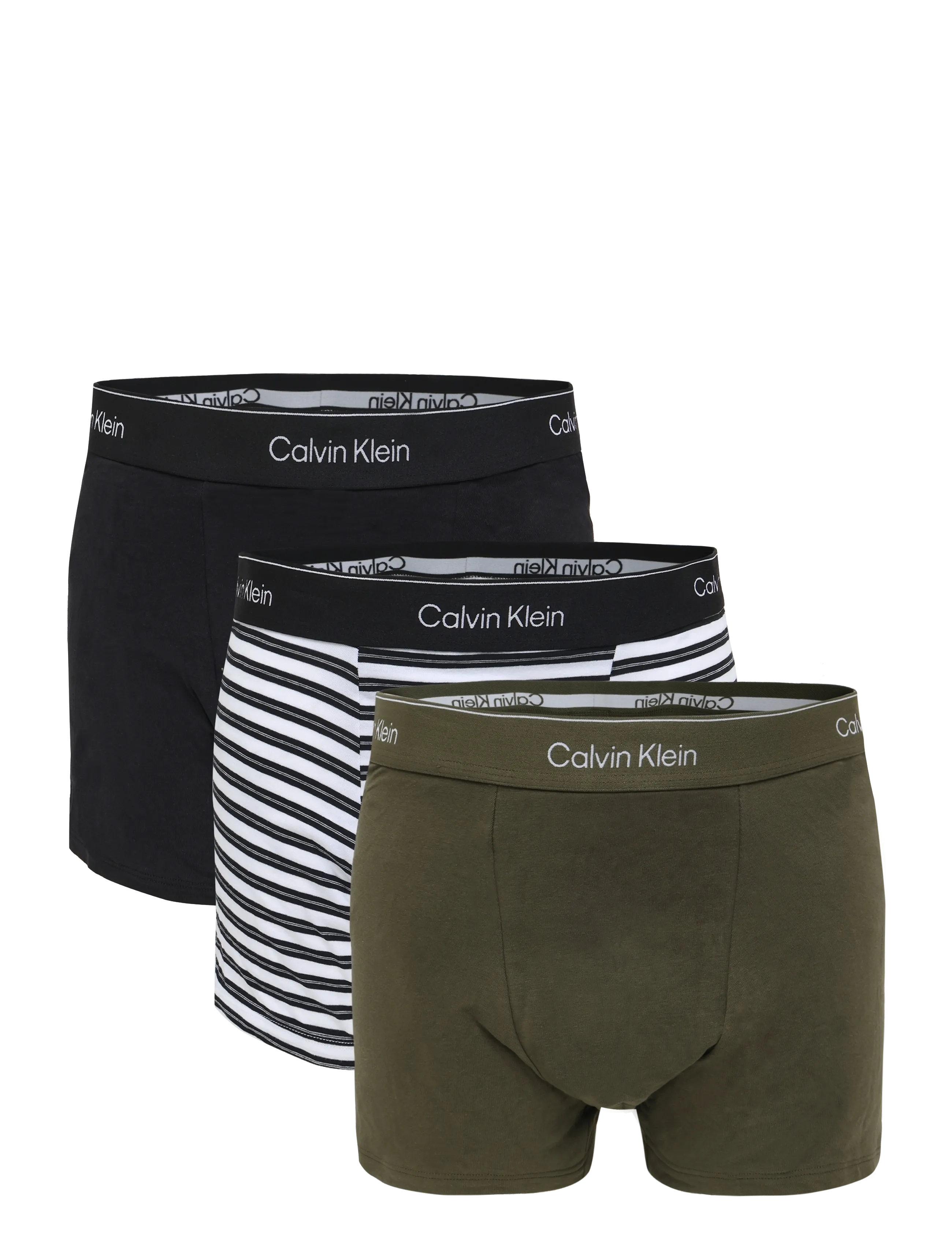 Calvin Klein RELAXED FIT TRUNK 3PK - Multipack underbukser - BLACK TRIPLE STRIPE BLACK OLIVE NIG / black